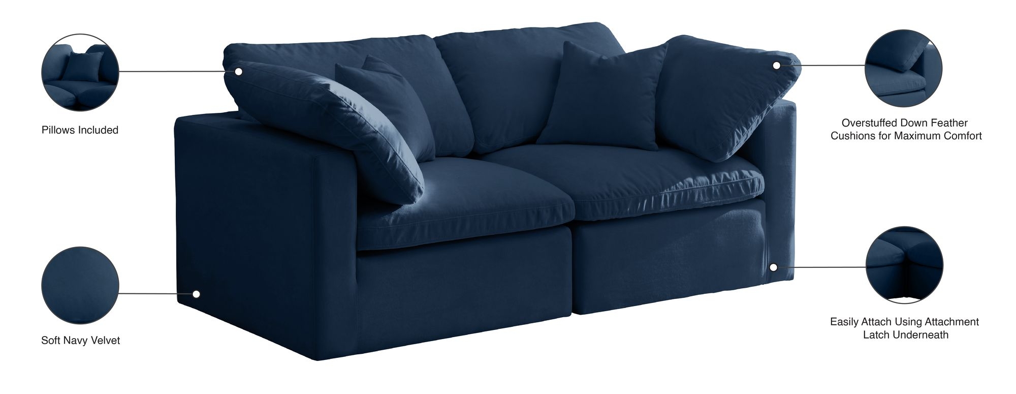 Plush 70" Velvet Standard Comfort Modular Sofa