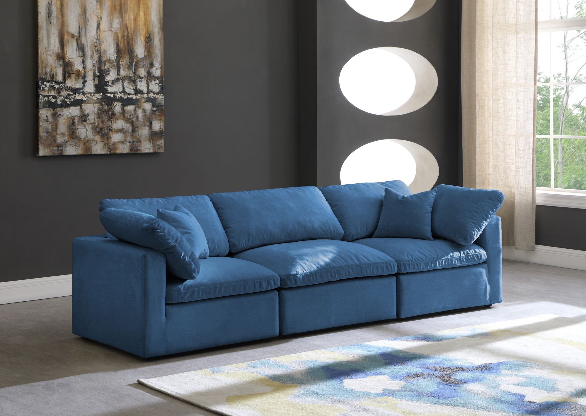 Plush 105" Velvet Standard Comfort Modular Sofa