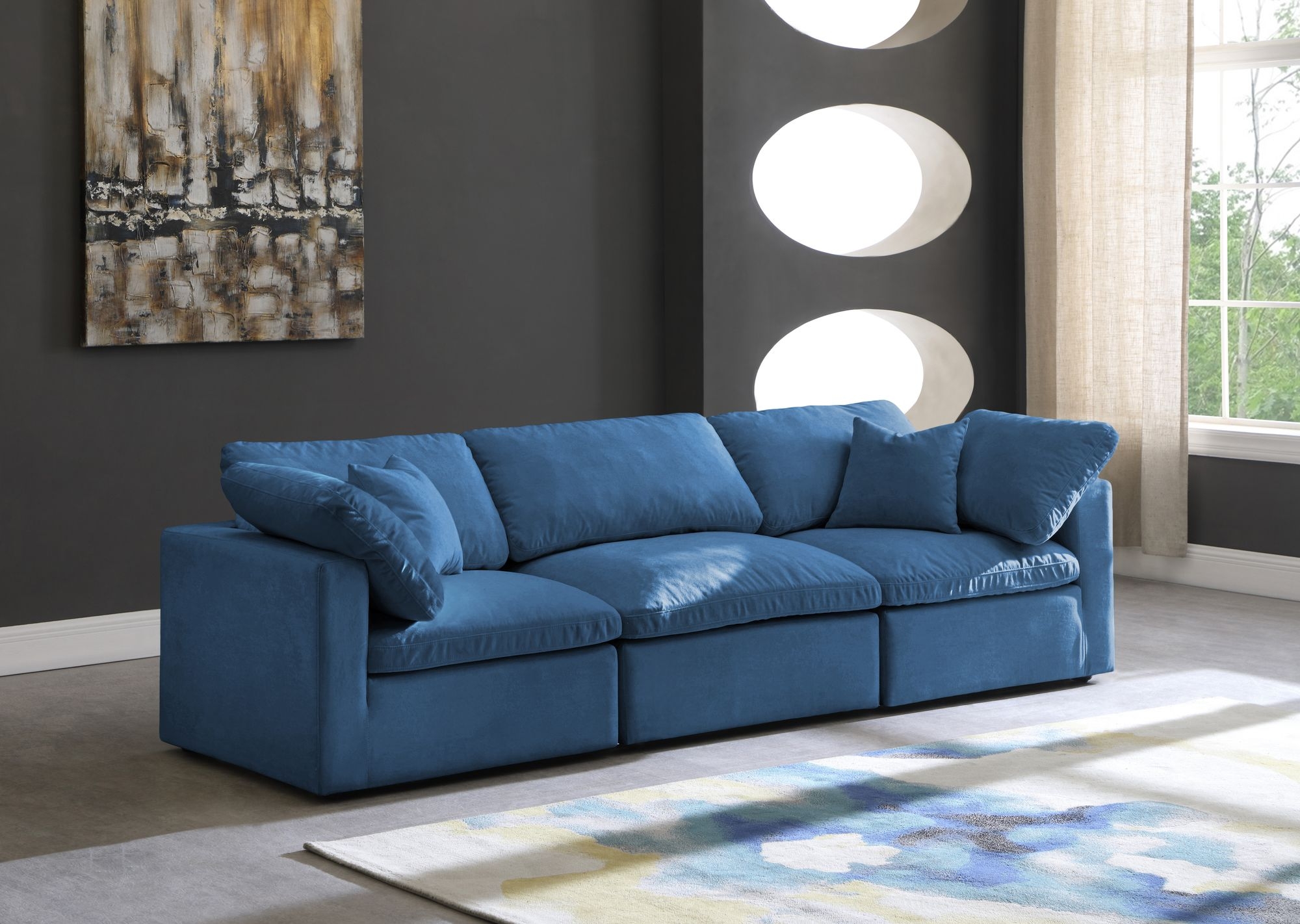 Plush 105" Velvet Standard Comfort Modular Sofa