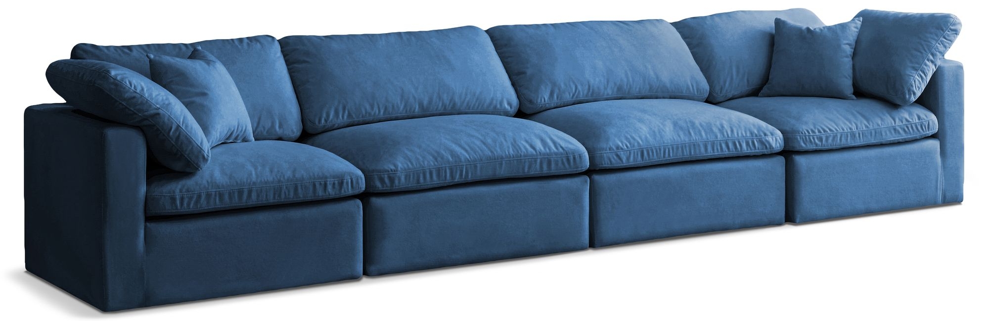 Plush 140" Velvet Standard Comfort Modular Sofa