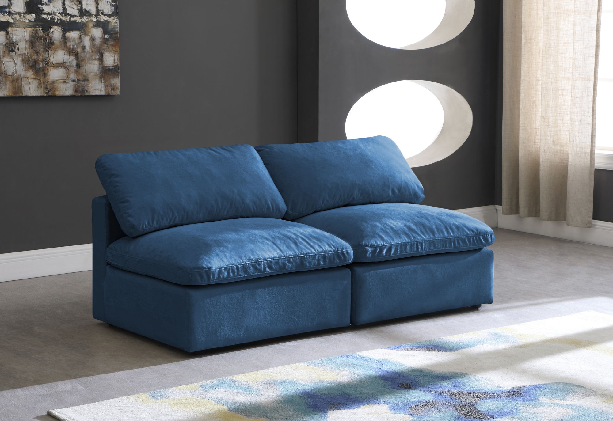 Plush 70" Velvet Standard Comfort Modular Armless Sofa