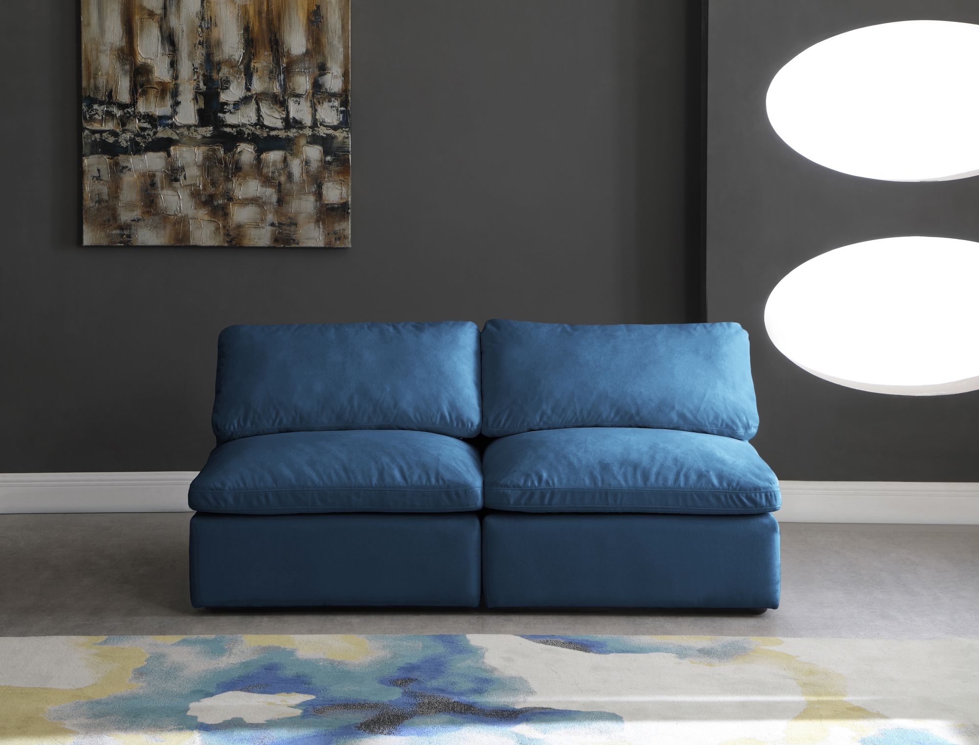 Plush 70" Velvet Standard Comfort Modular Armless Sofa