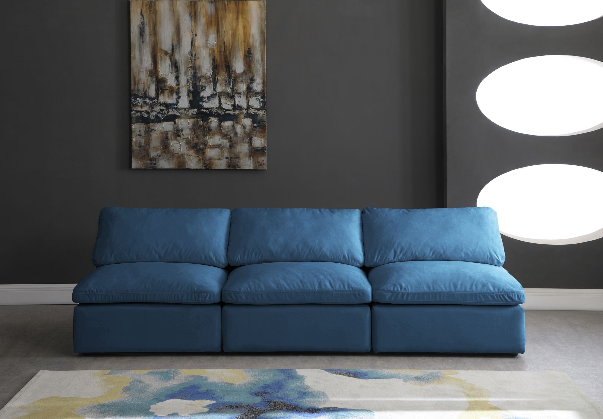 Plush 105" Velvet Standard Comfort Modular Armless Sofa