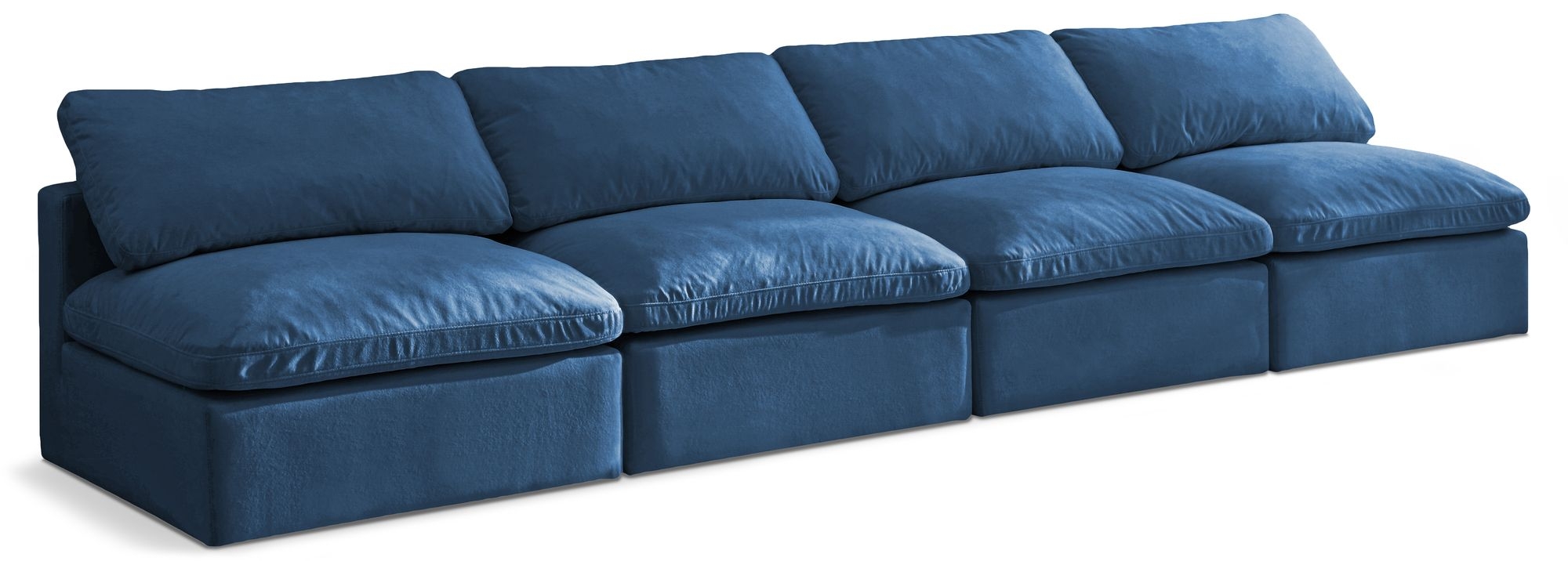 Plush 140" Velvet Standard Comfort Modular Armless Sofa