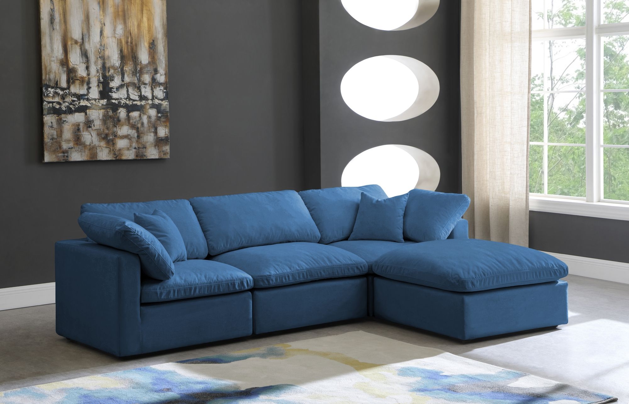 Plush 105" 4-Piece Velvet Standard Comfort Modular Sectional