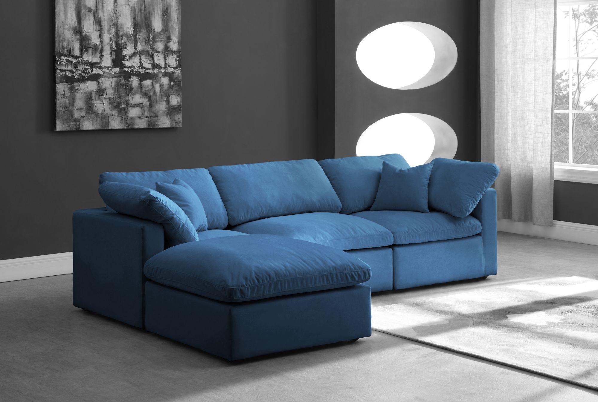 Plush 105" 4-Piece Velvet Standard Comfort Modular Sectional