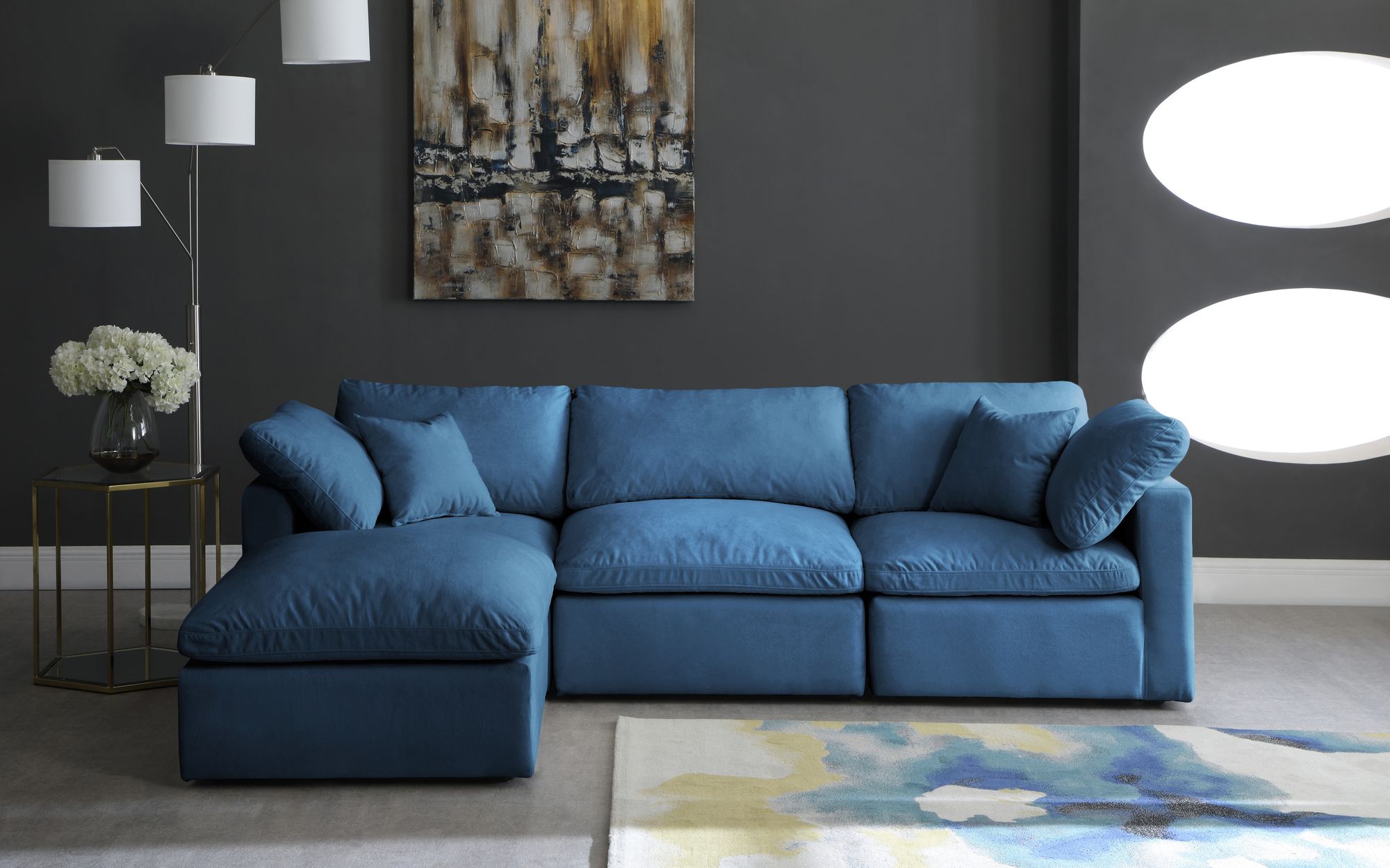 Plush 105" 4-Piece Velvet Standard Comfort Modular Sectional