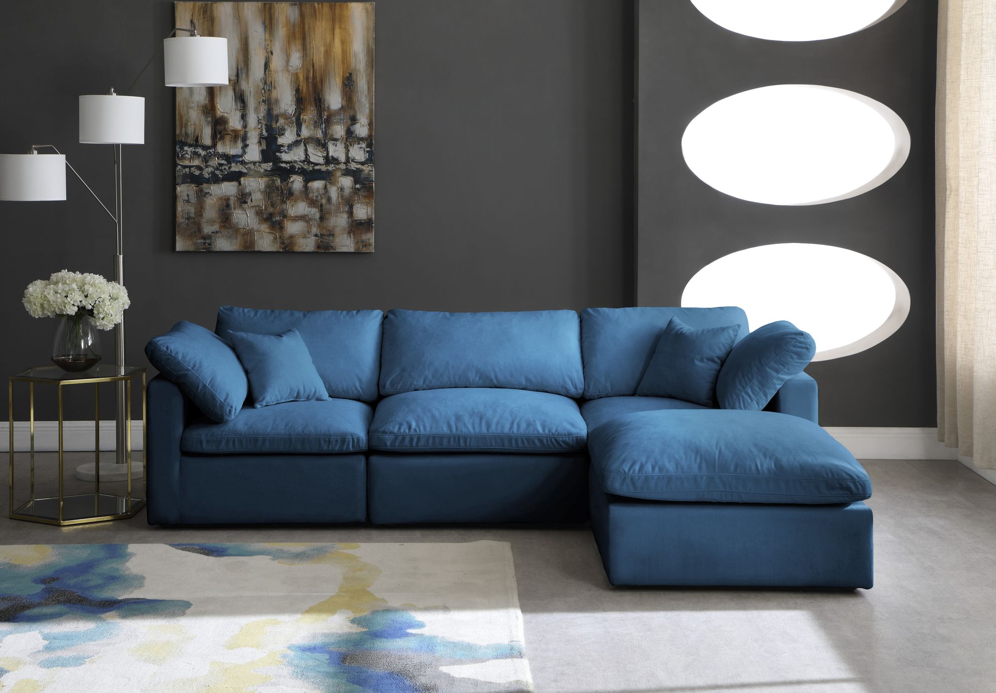 Plush 105" 4-Piece Velvet Standard Comfort Modular Sectional
