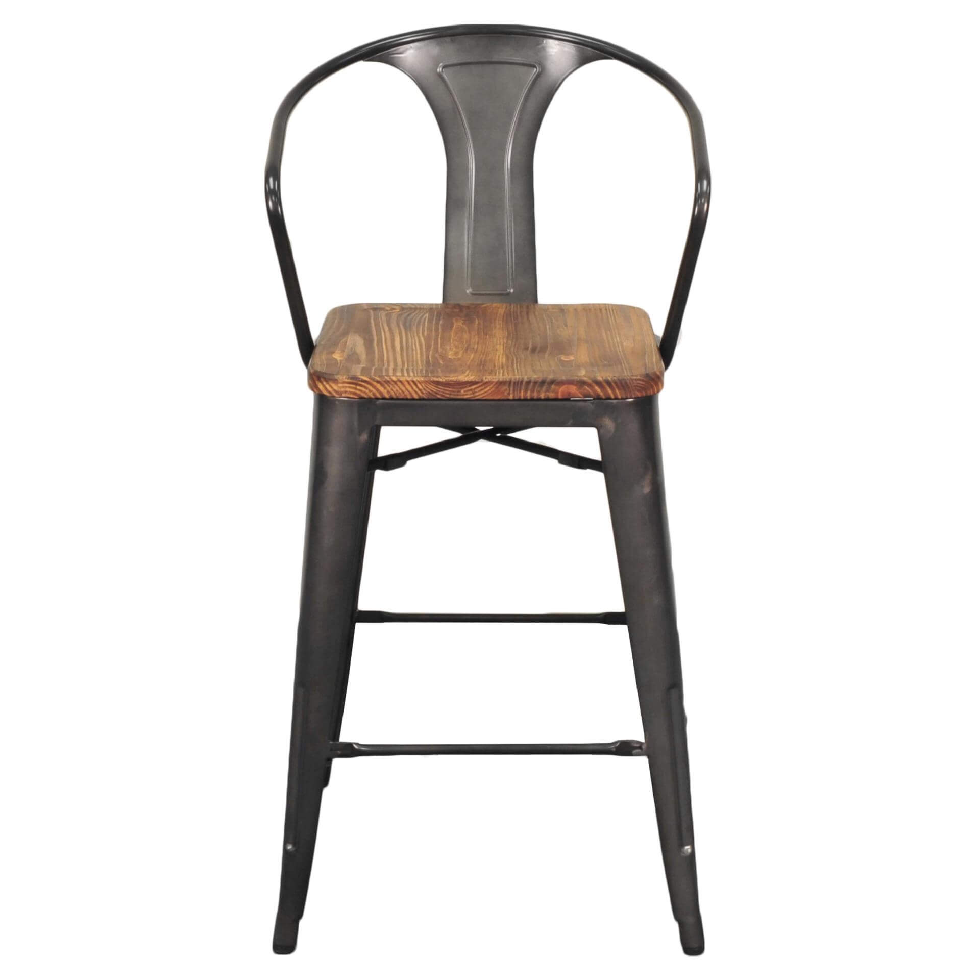 Metropolis Metal Counter Stool, Wood Seat
