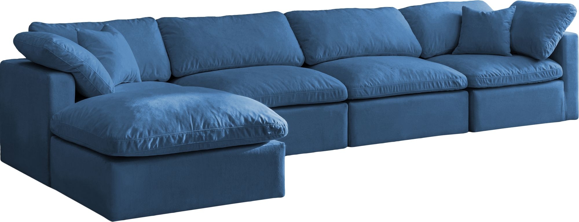Plush 140" 5-Piece Velvet Standard Comfort Modular Sectional