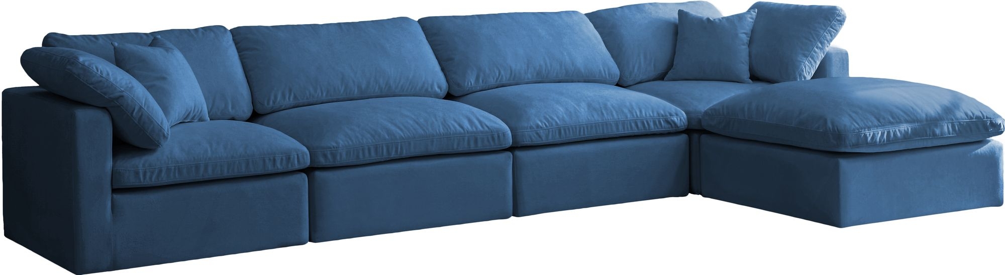 Plush 140" 5-Piece Velvet Standard Comfort Modular Sectional