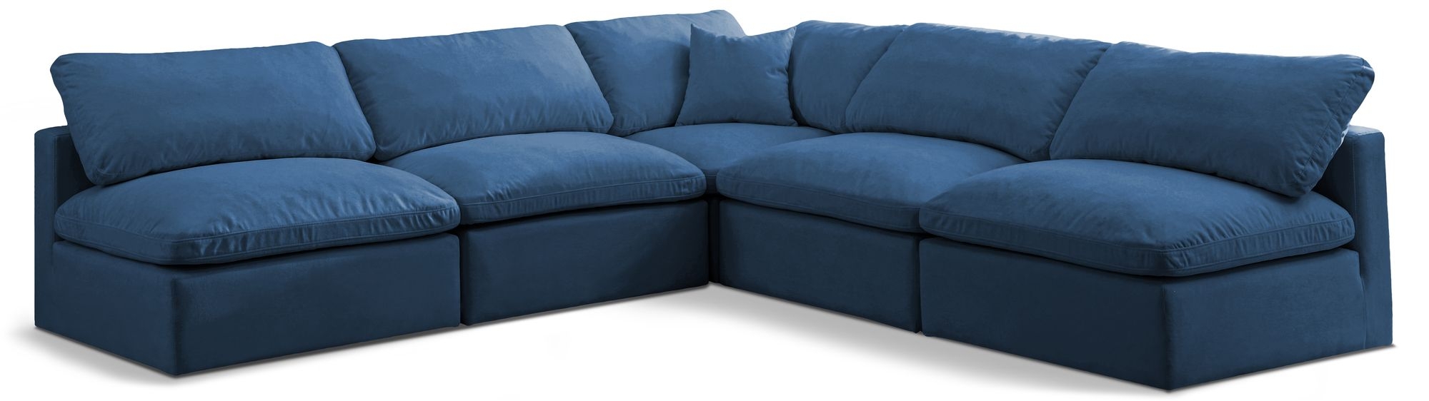 Plush 105" 5-Piece Velvet Standard Comfort Modular Armless Sectional