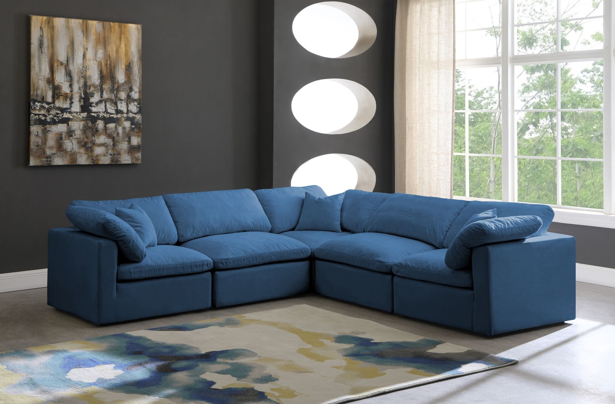 Plush 105" 5-Piece Velvet Standard Comfort Modular Sectional