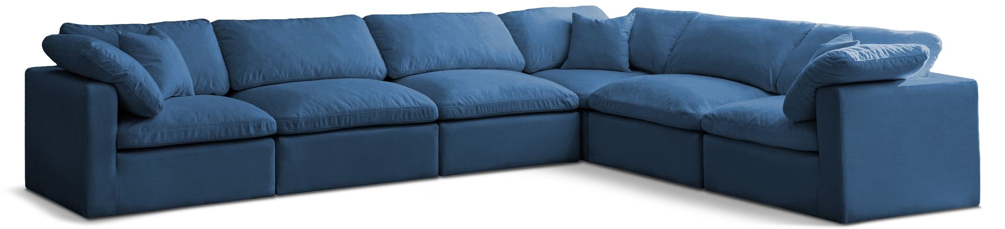 Plush 140" 6-Piece Velvet Standard Comfort Modular Sectional