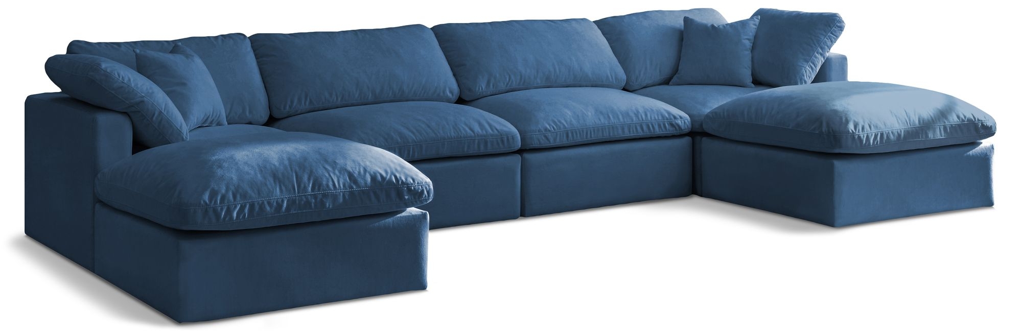 Plush 140" 6-Piece Velvet Standard Comfort Modular U-Shape Sectional