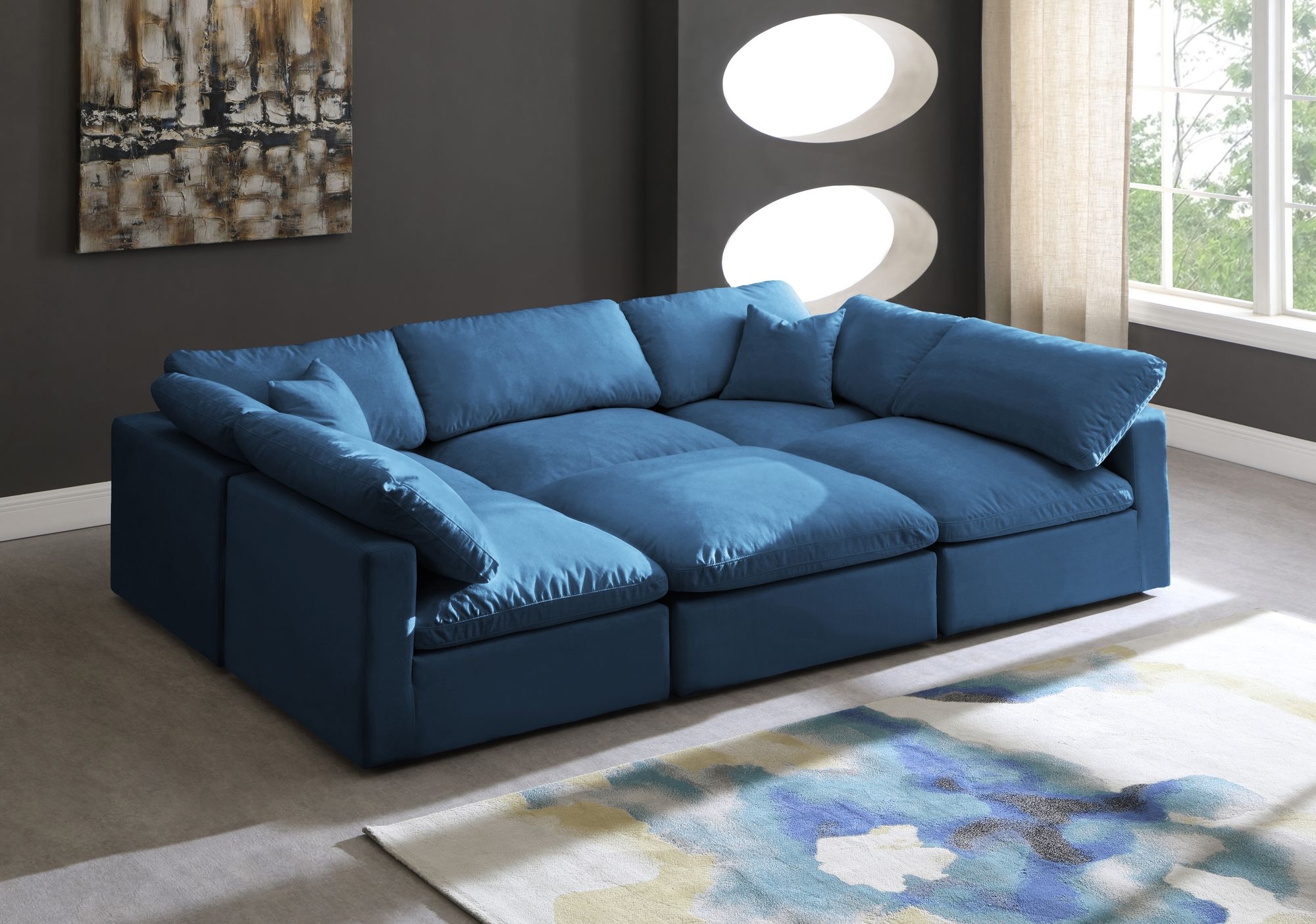 Plush 105" 6-Piece Velvet Standard Comfort Modular Sectional