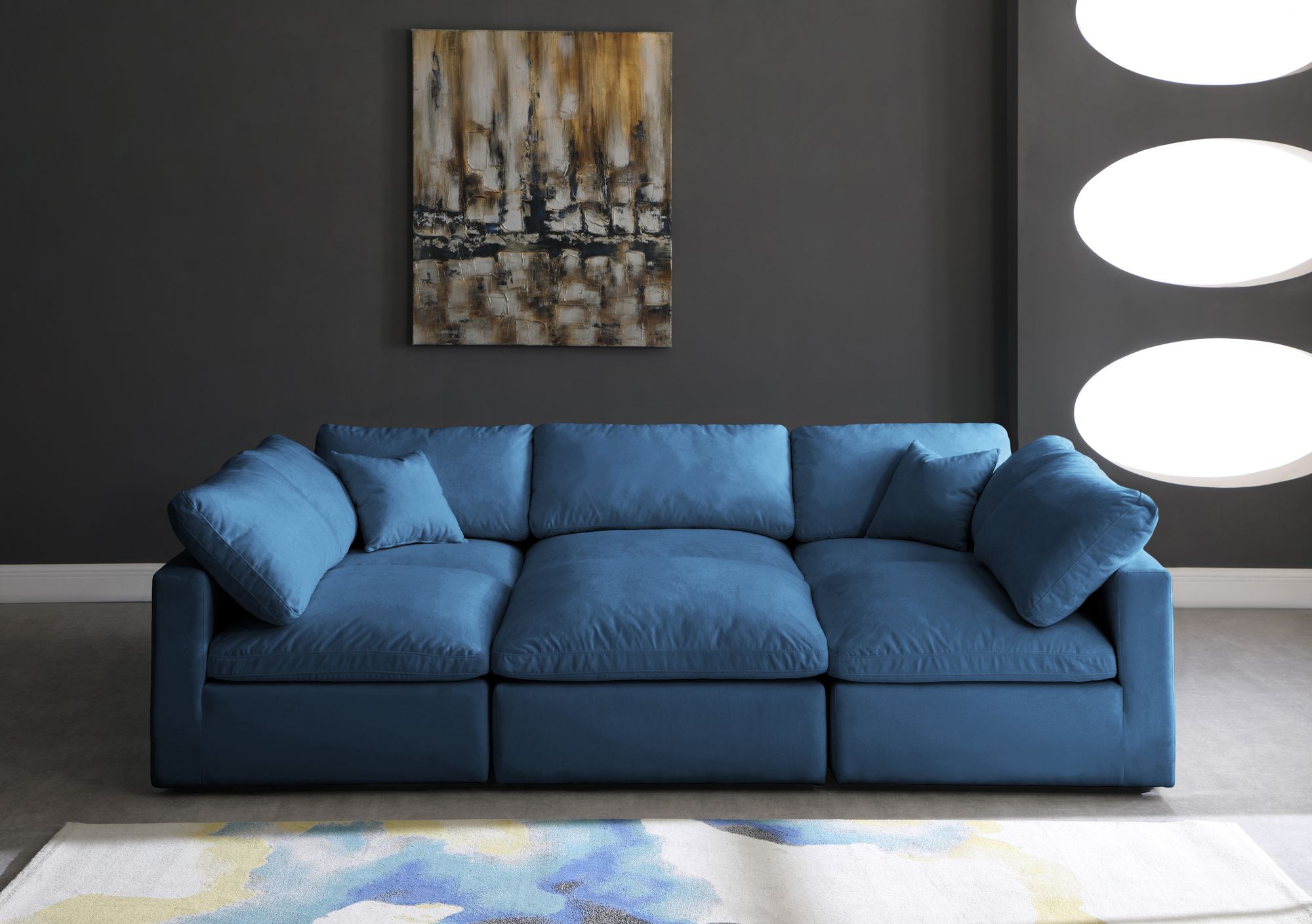 Plush 105" 6-Piece Velvet Standard Comfort Modular Sectional