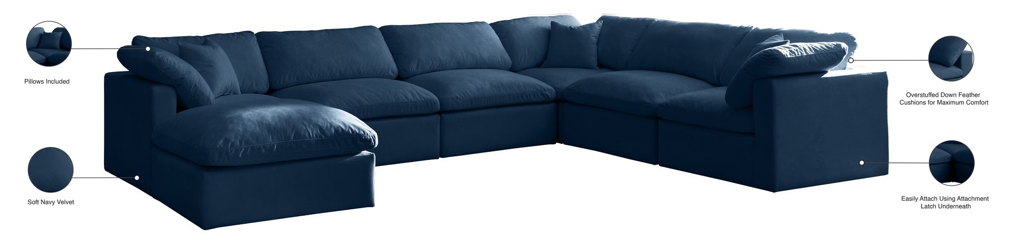 Plush 140" 7-Piece Velvet Standard Comfort Modular Sectional