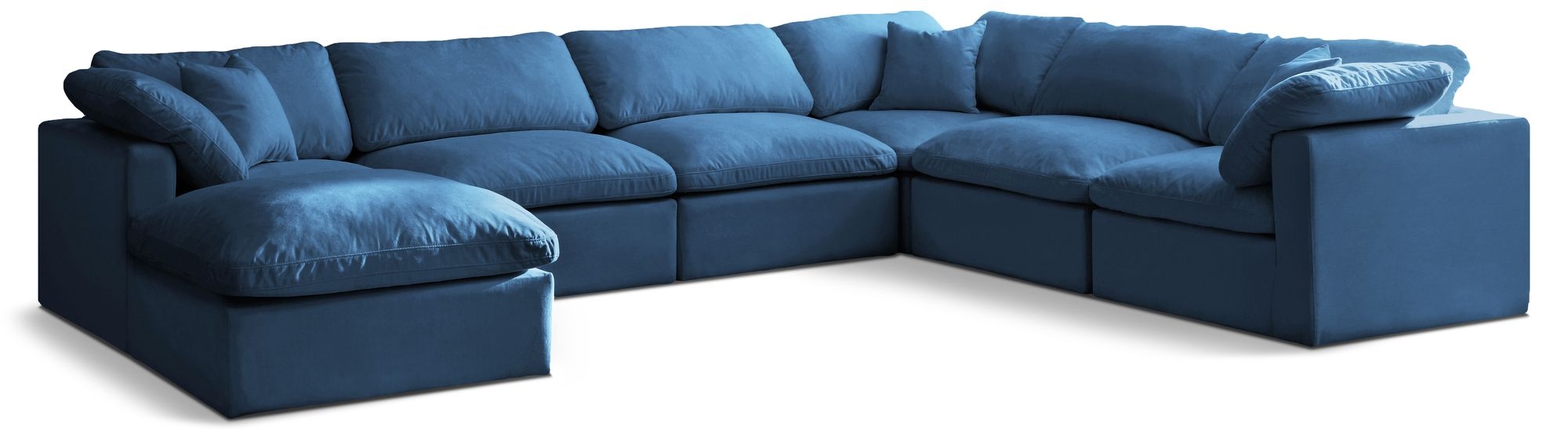 Plush 140" 7-Piece Velvet Standard Comfort Modular Sectional