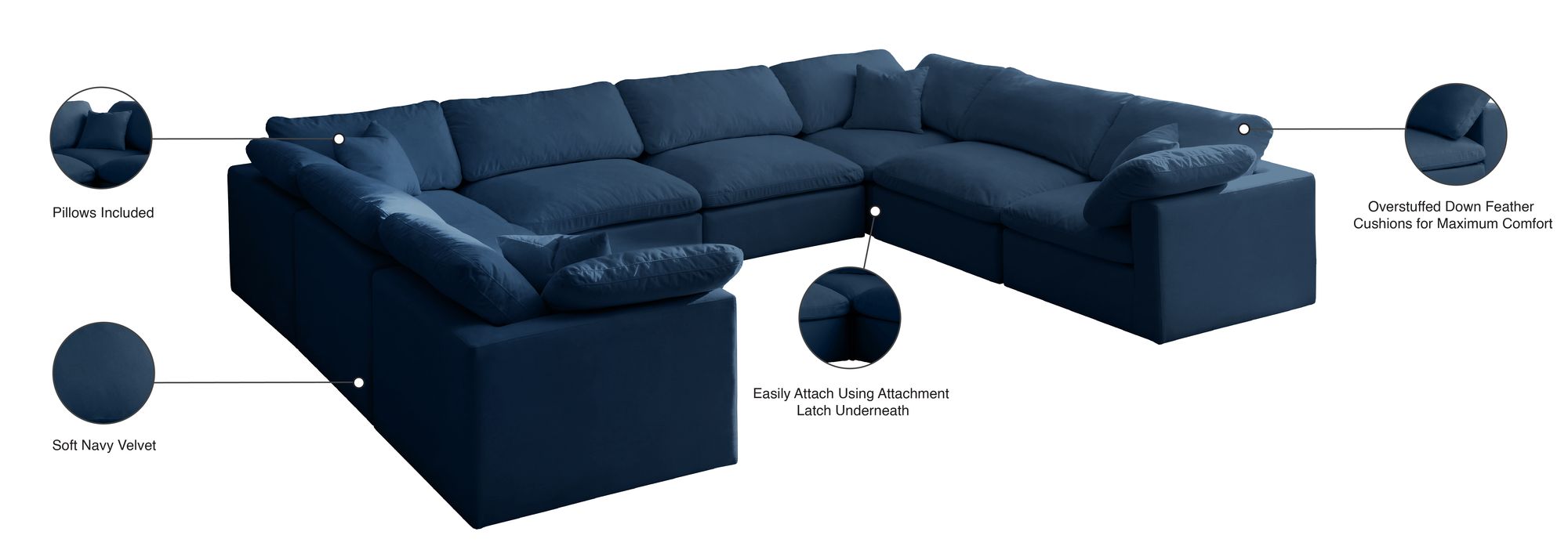 Plush 140" 8-Piece Velvet Standard Comfort Modular Sectional