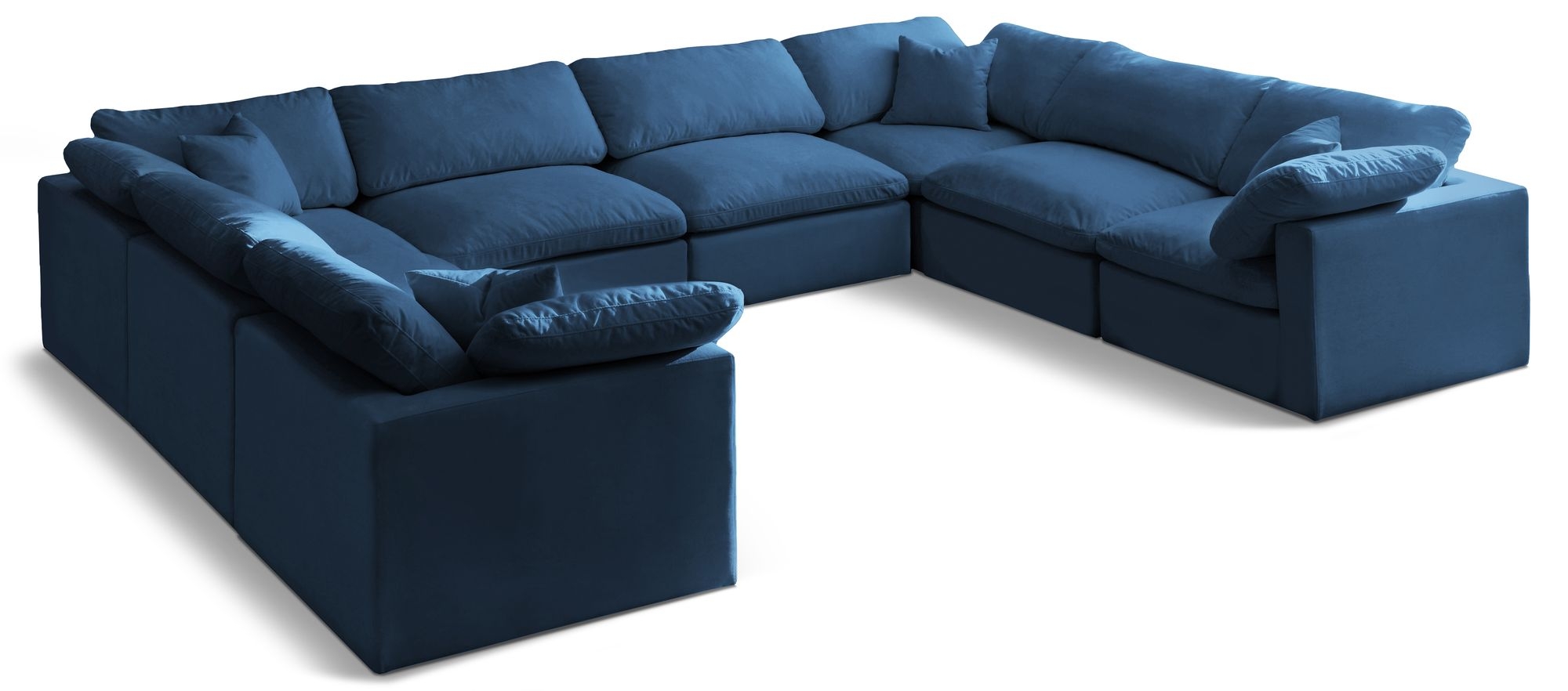 Plush 140" 8-Piece Velvet Standard Comfort Modular Sectional