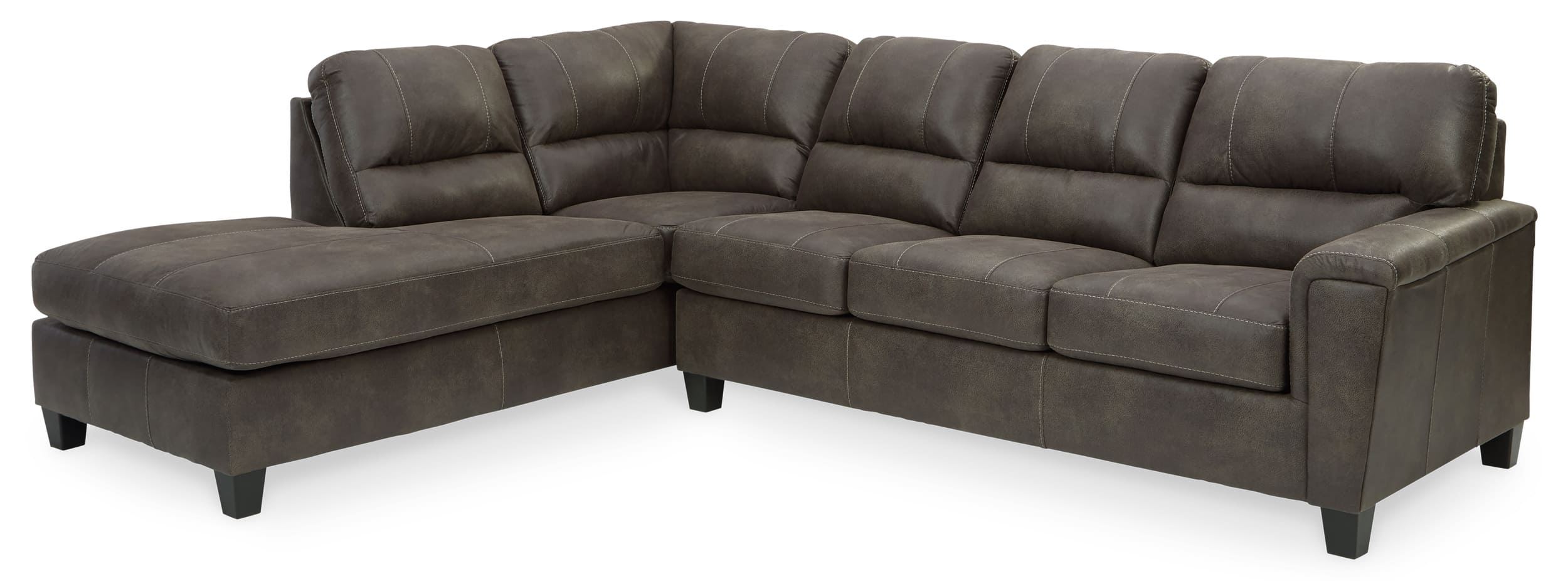 Navi 2-Piece Faux Leather L-Shaped Sectional Sofa w/Left Arm Chaise Facing