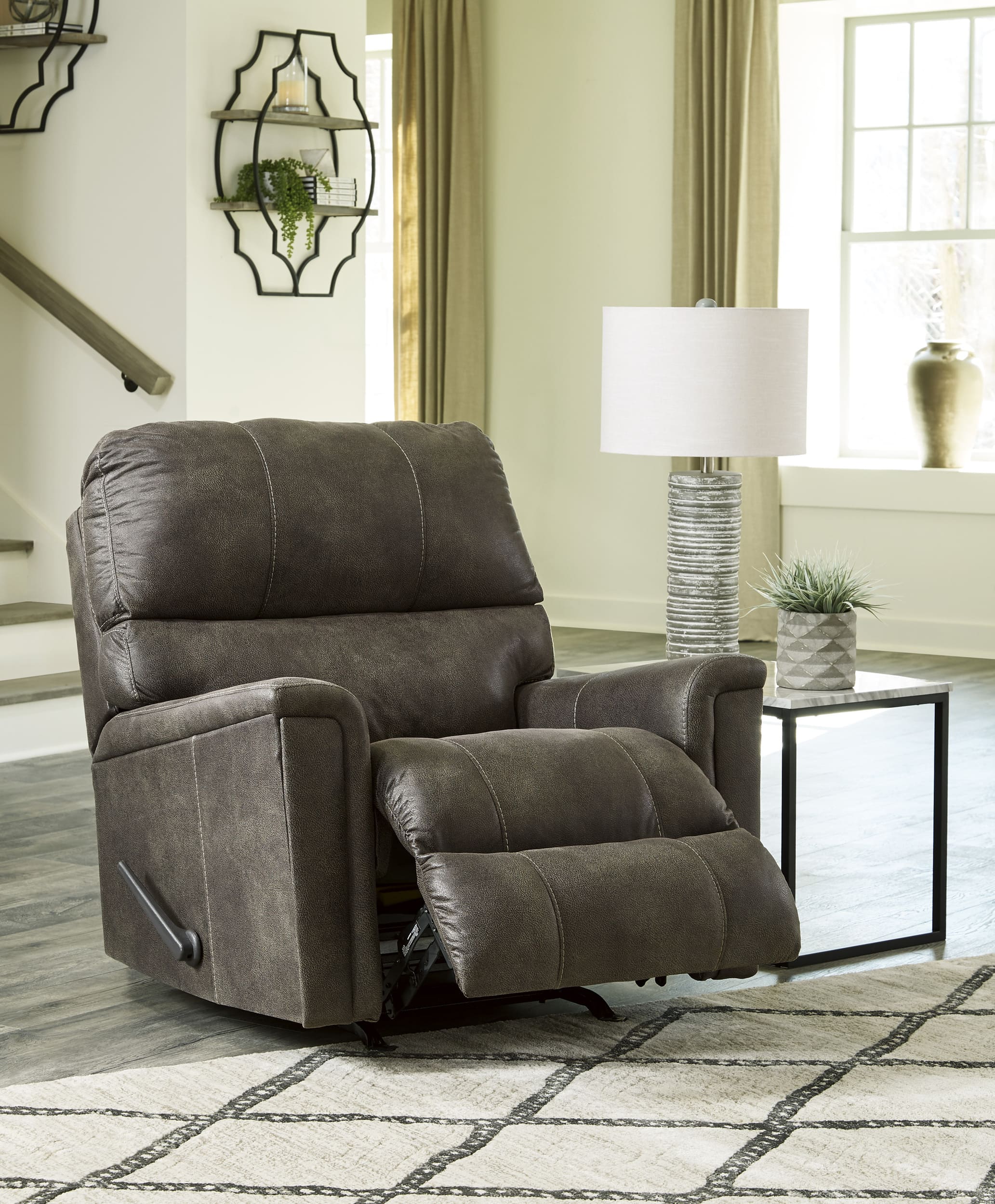 Ashley Navi Faux Smoke Leather Recliner