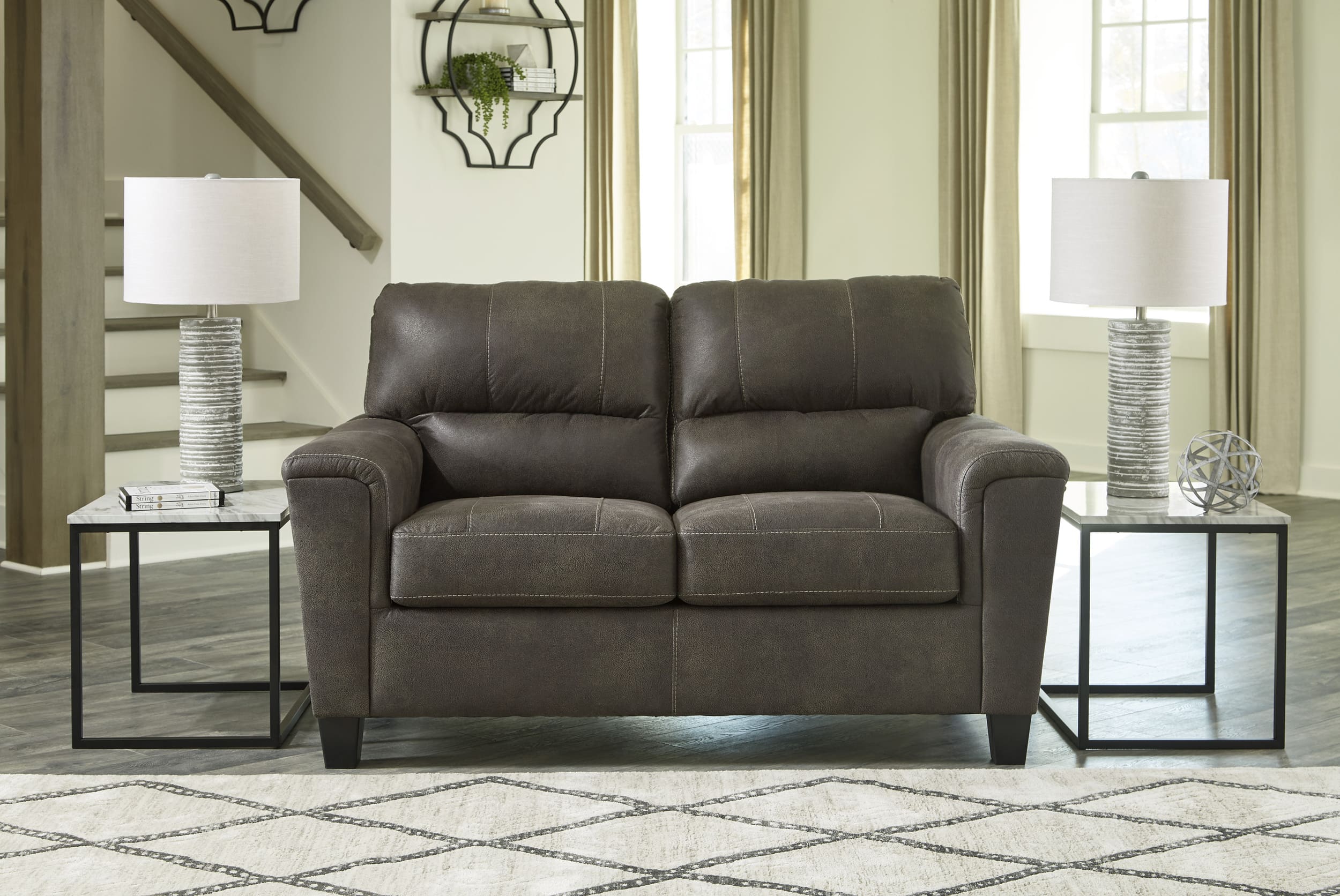 Navi Faux Leather Smoke Loveseat