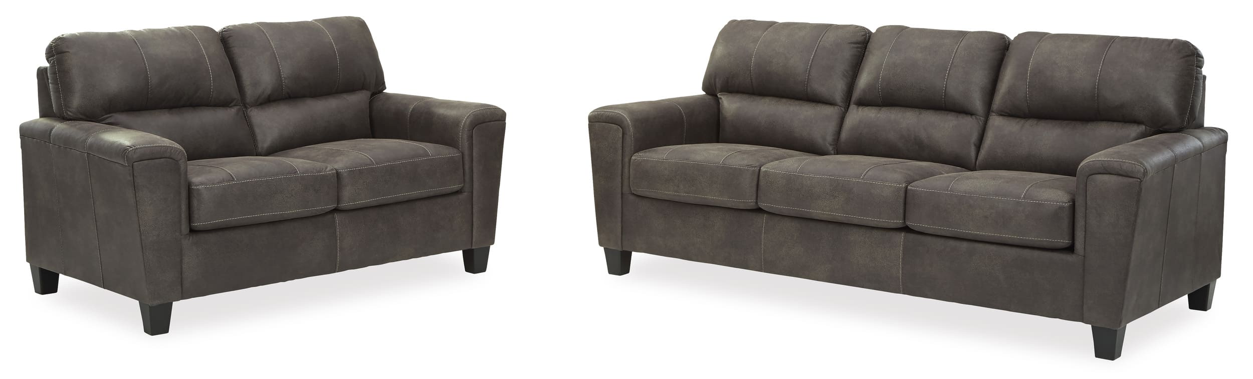 Ashley Navi Faux Leather Sofa And Loveseat