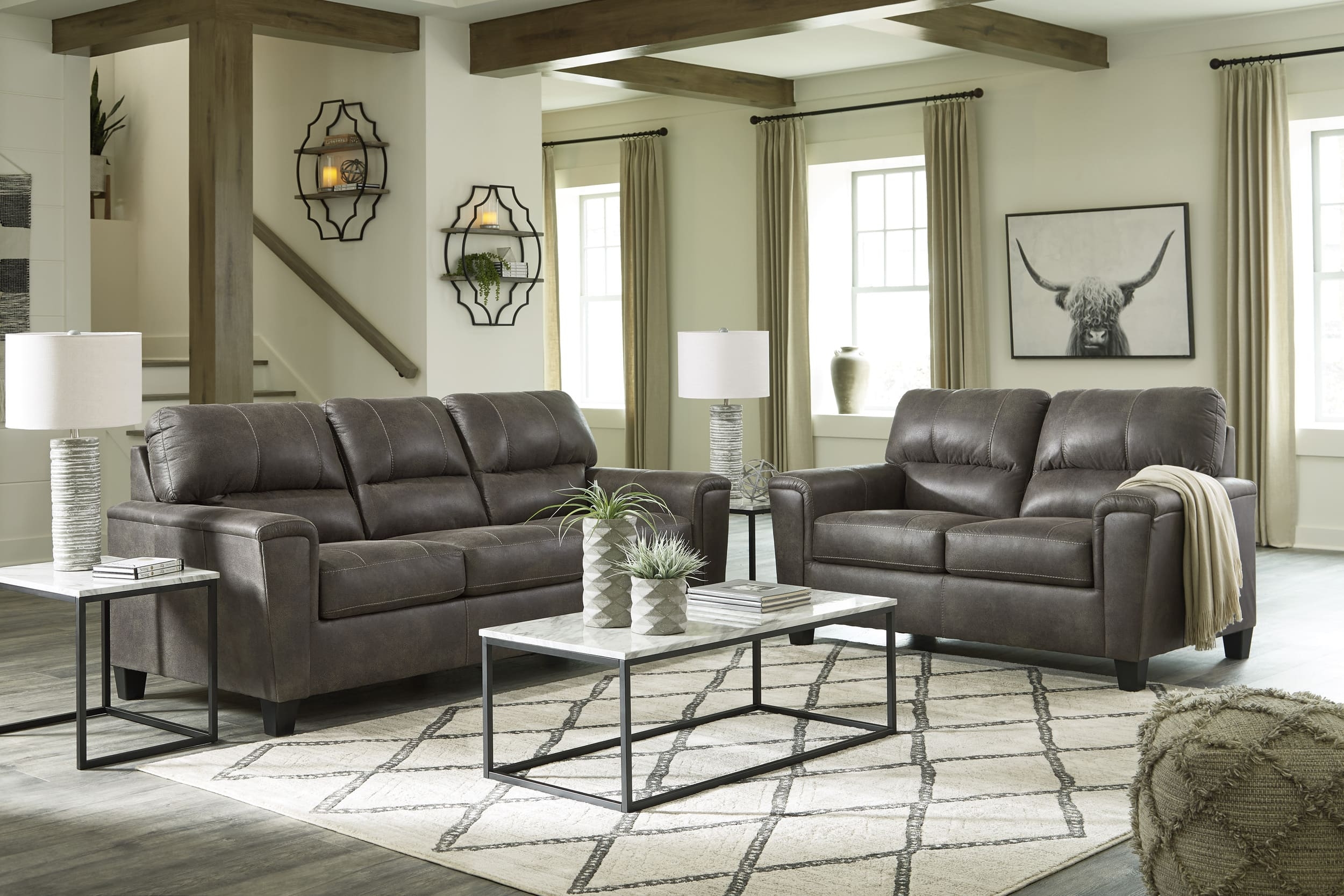 Navi Faux Leather Loveseat