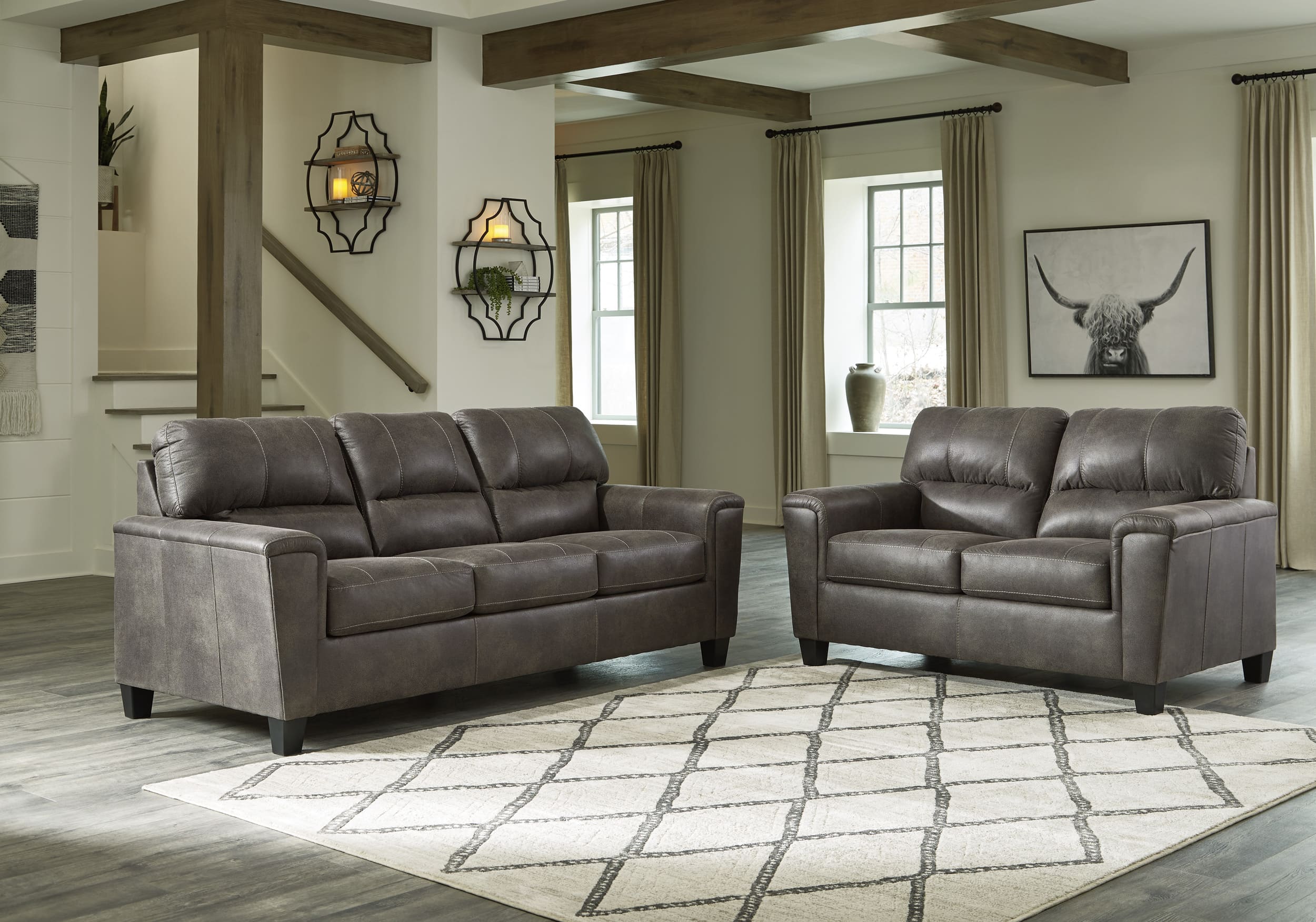 Ashley Navi Sofa and Loveseat