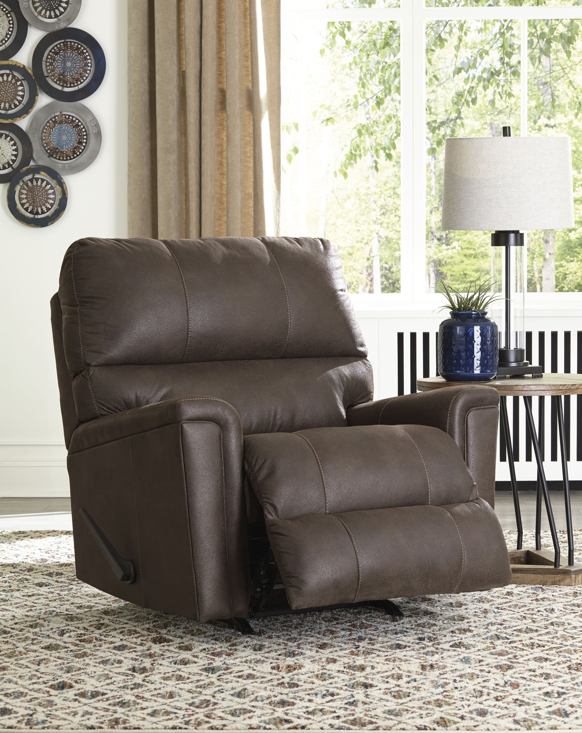 Ashley Navi Faux Fossil Leather Recliner