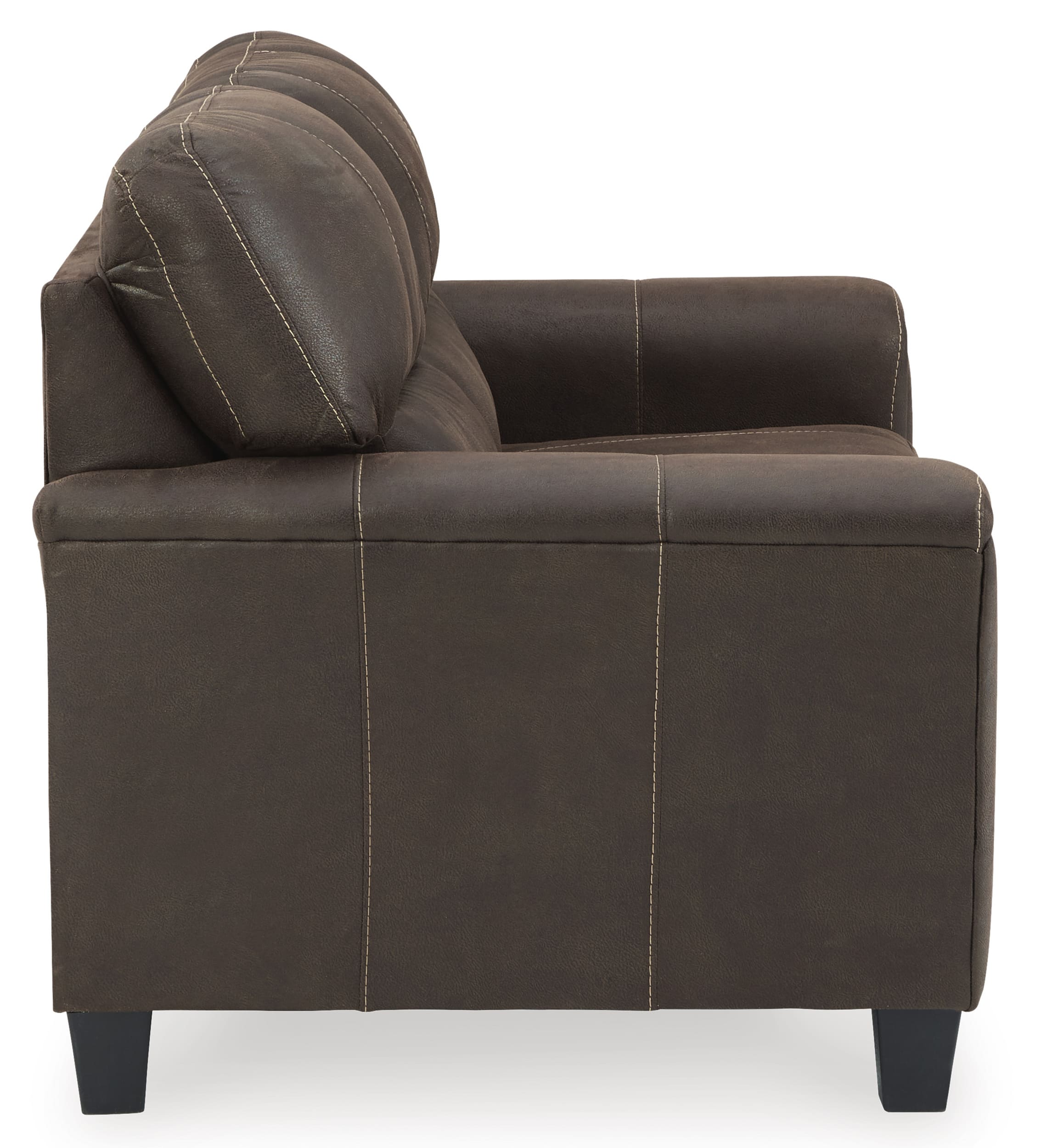 Ashley Navi Faux Leather Loveseat Side
