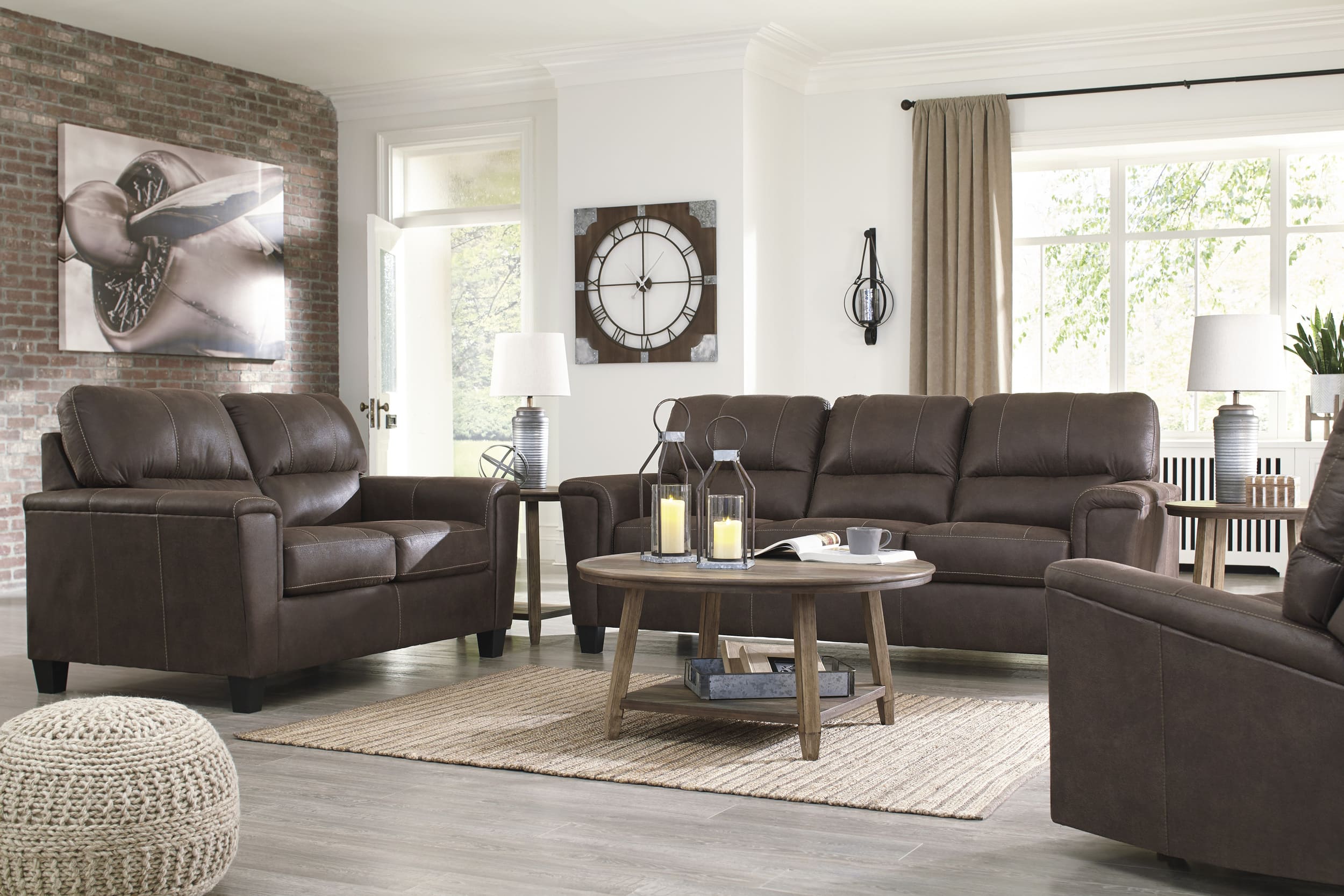 Ashley Navi Sofa, Loveseat And Center Table