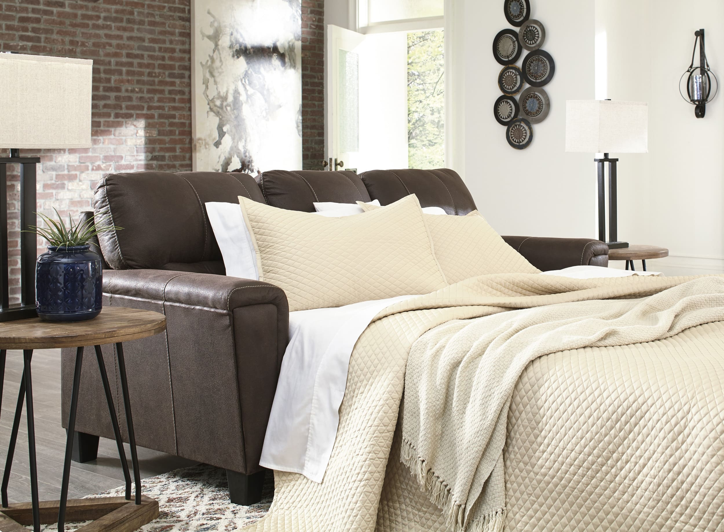 Navi Faux Leather Queen Sofa Sleeper