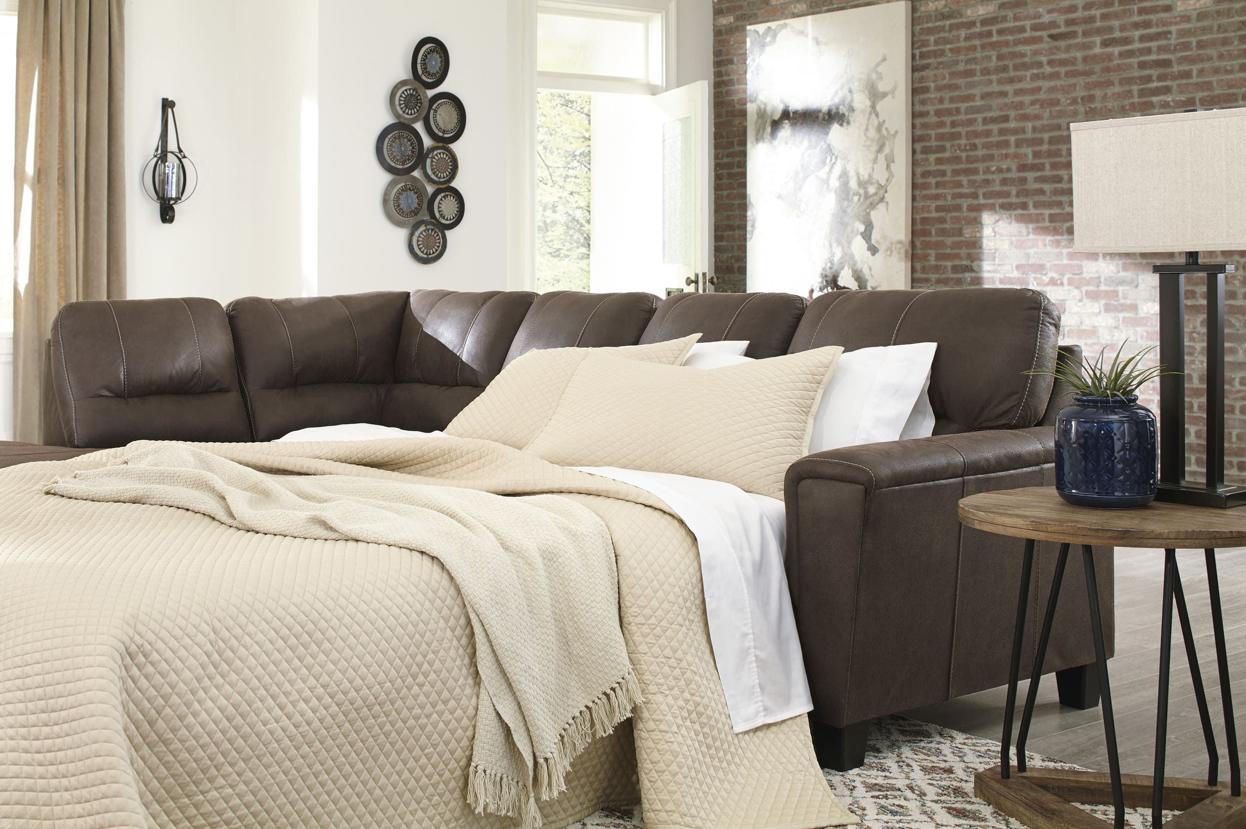 Navi 2-Piece Faux Leather L-Shaped Sectional Sofa w/Left Arm Chaise Facing