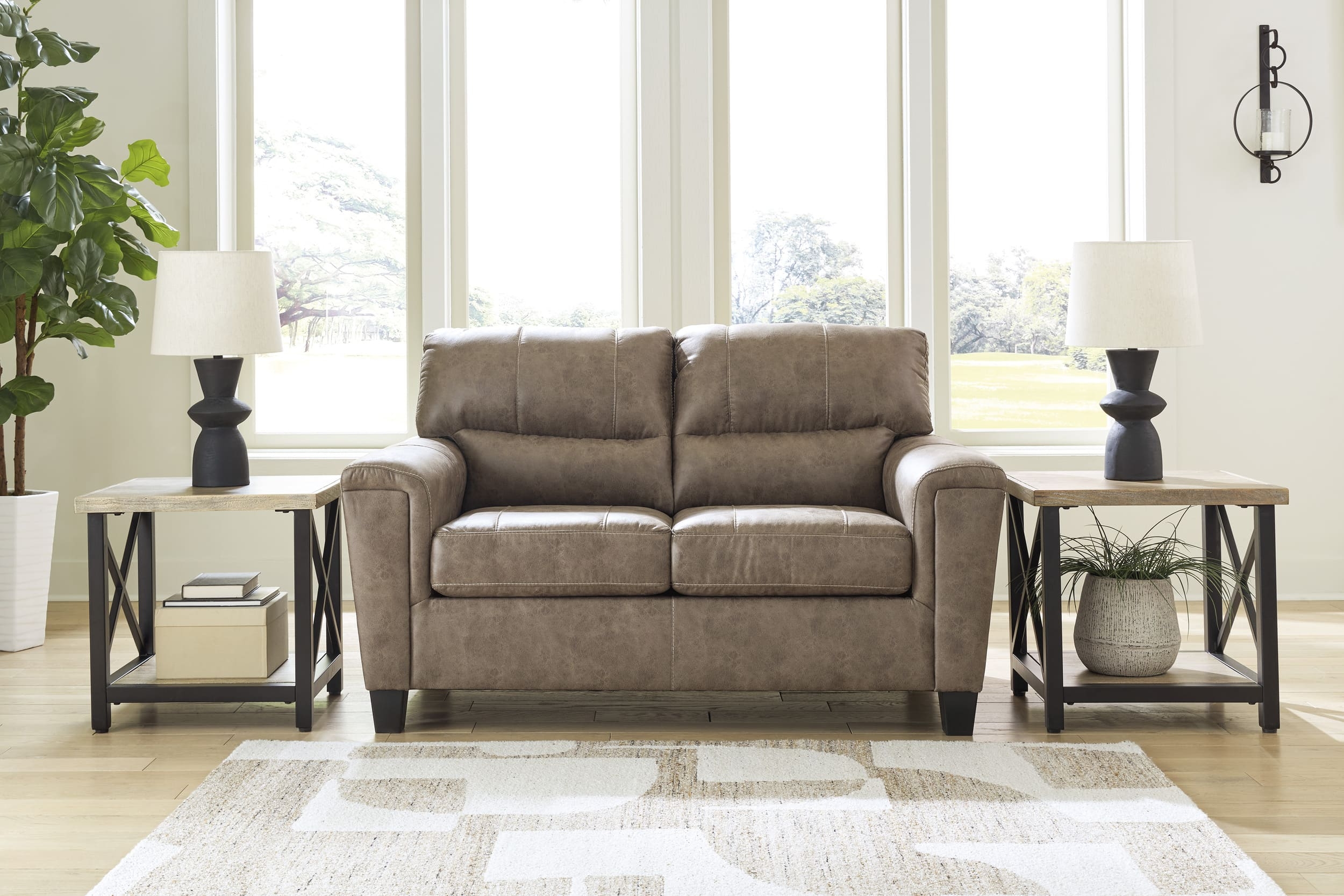 Ashley Navi Faux Leather Loveseat