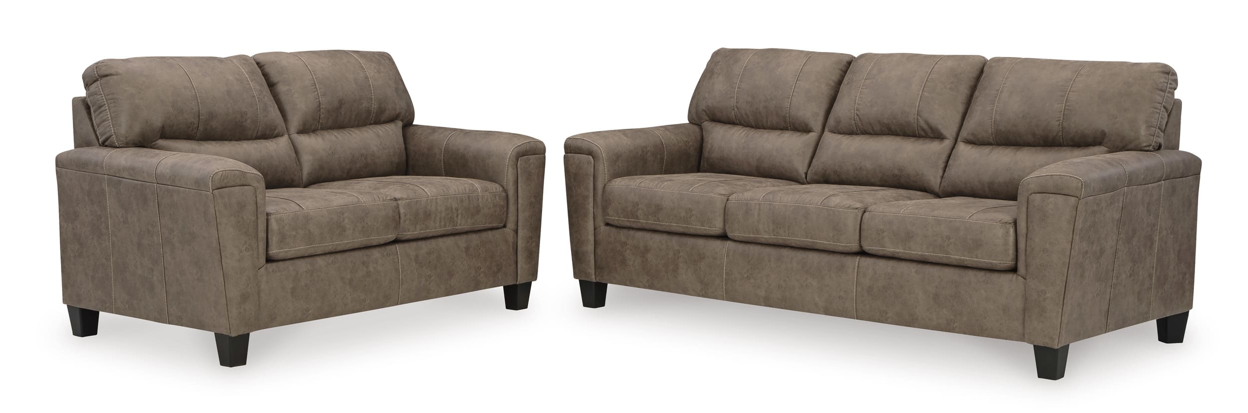Ashley Navi Faux Leather Sofa And Loveseat
