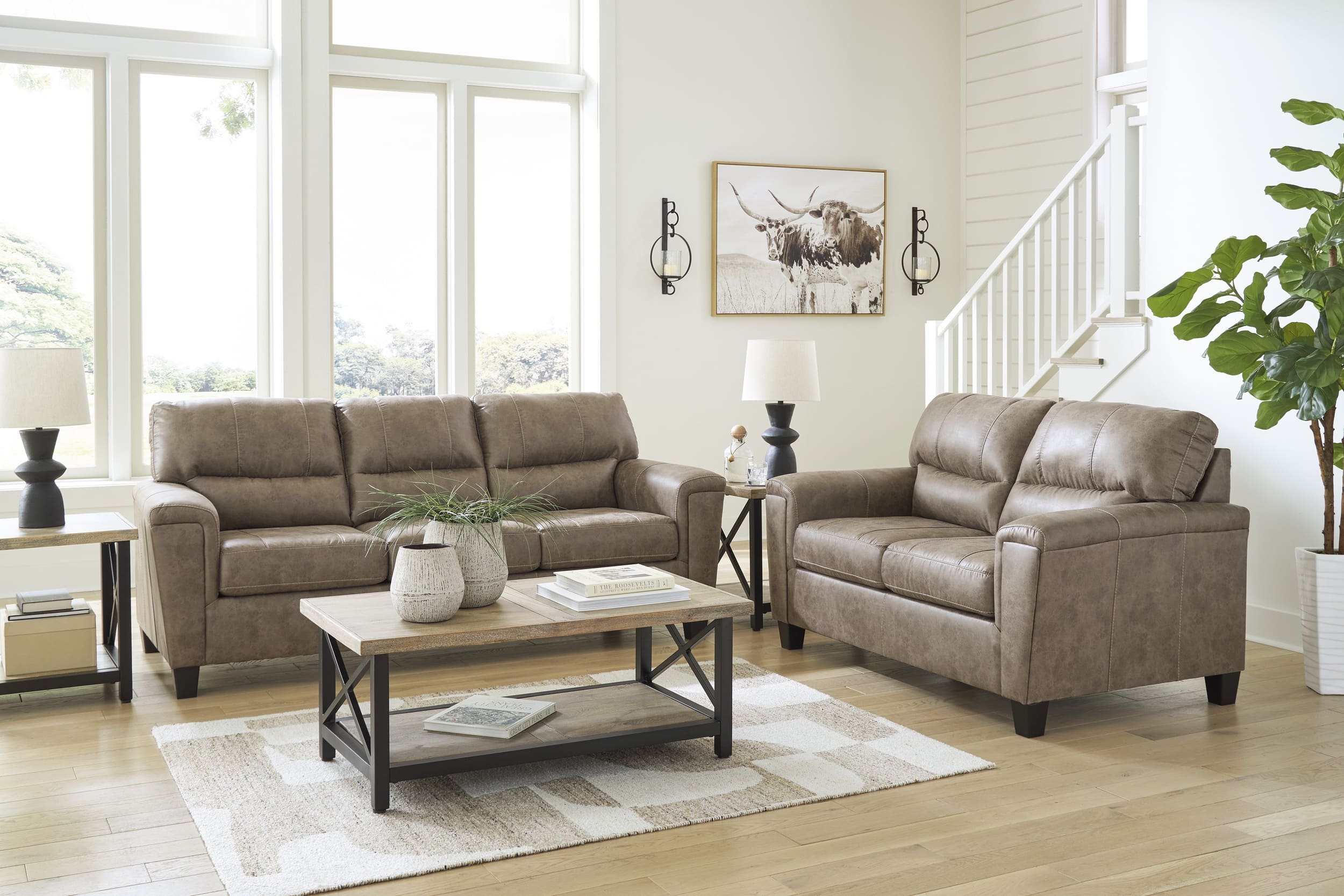 Navi Faux Leather Sofa