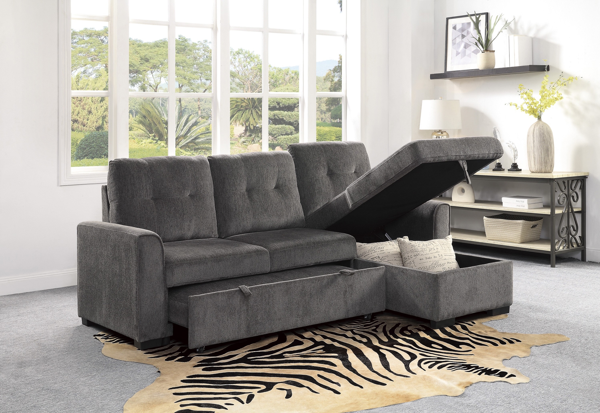 Carolina Fabric Reversible Sectional with Storage