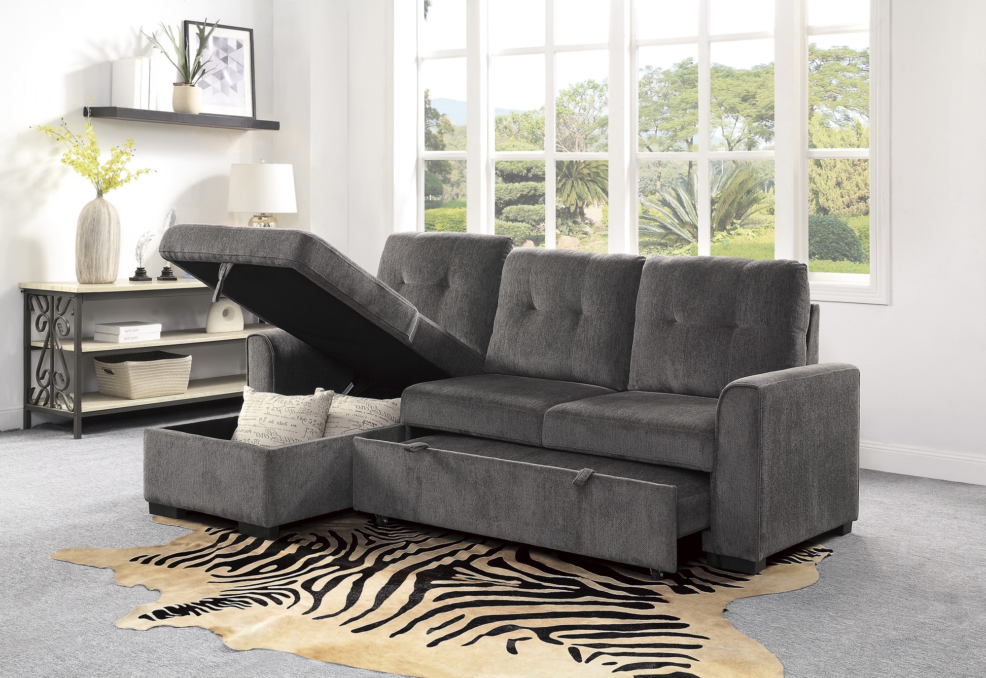 Carolina Fabric Reversible Sectional with Storage
