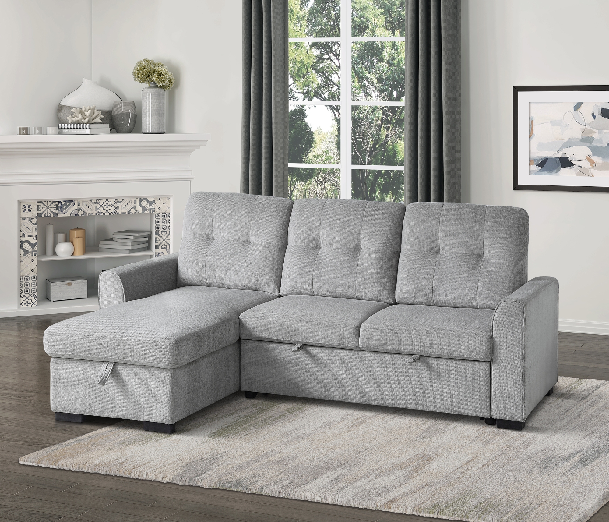 Carolina Fabric Reversible Sectional with Storage