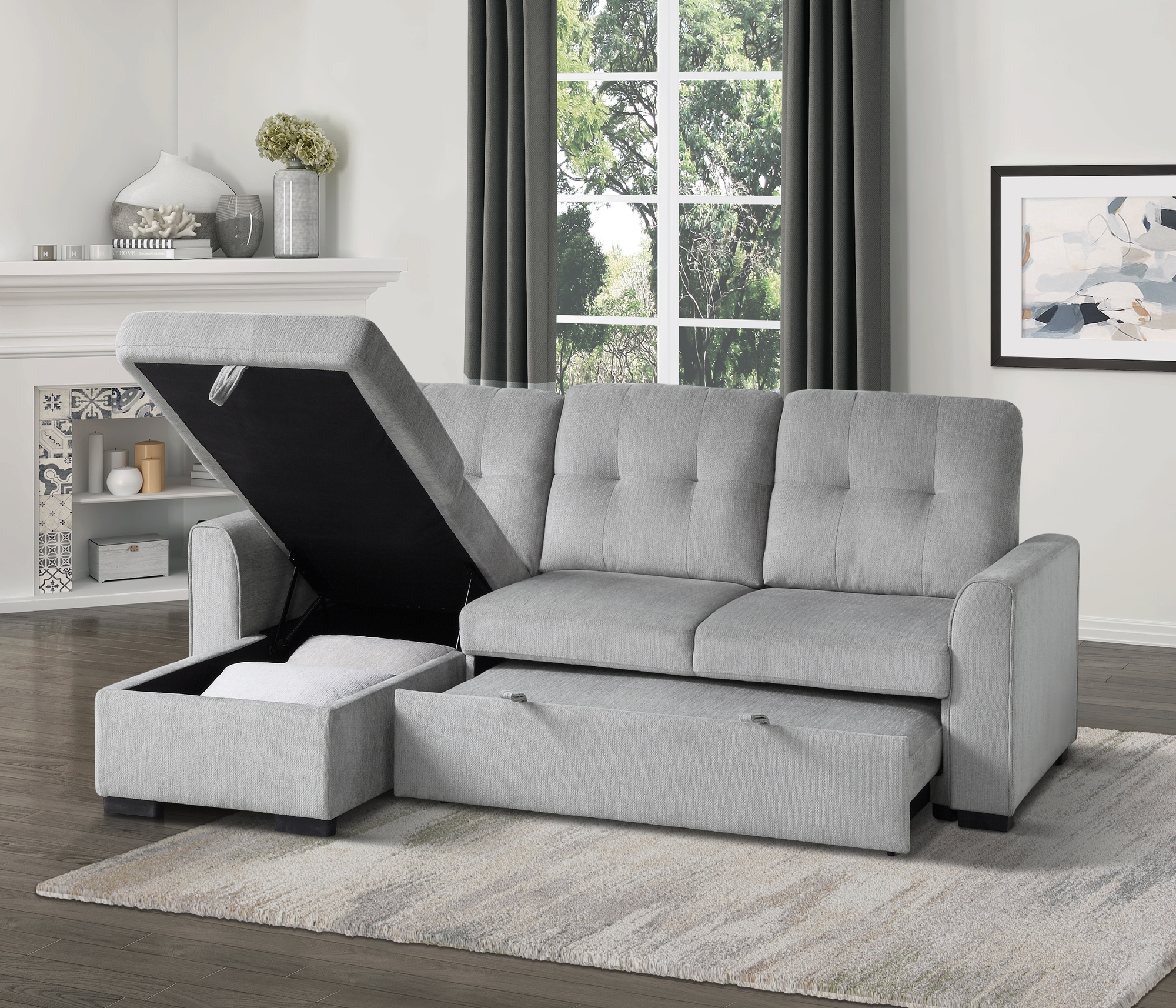 Carolina Fabric Reversible Sectional with Storage