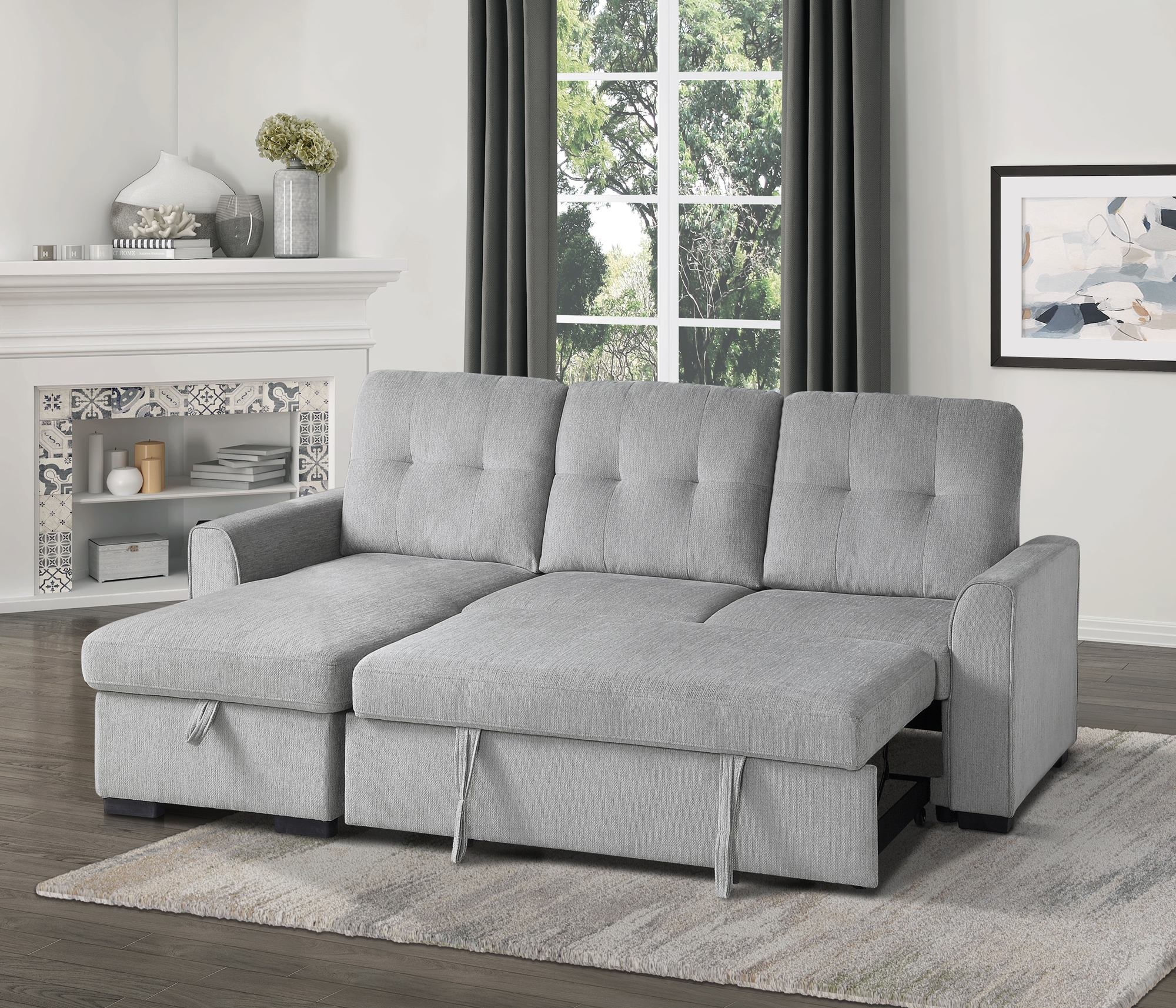 Carolina Fabric Reversible Sectional with Storage