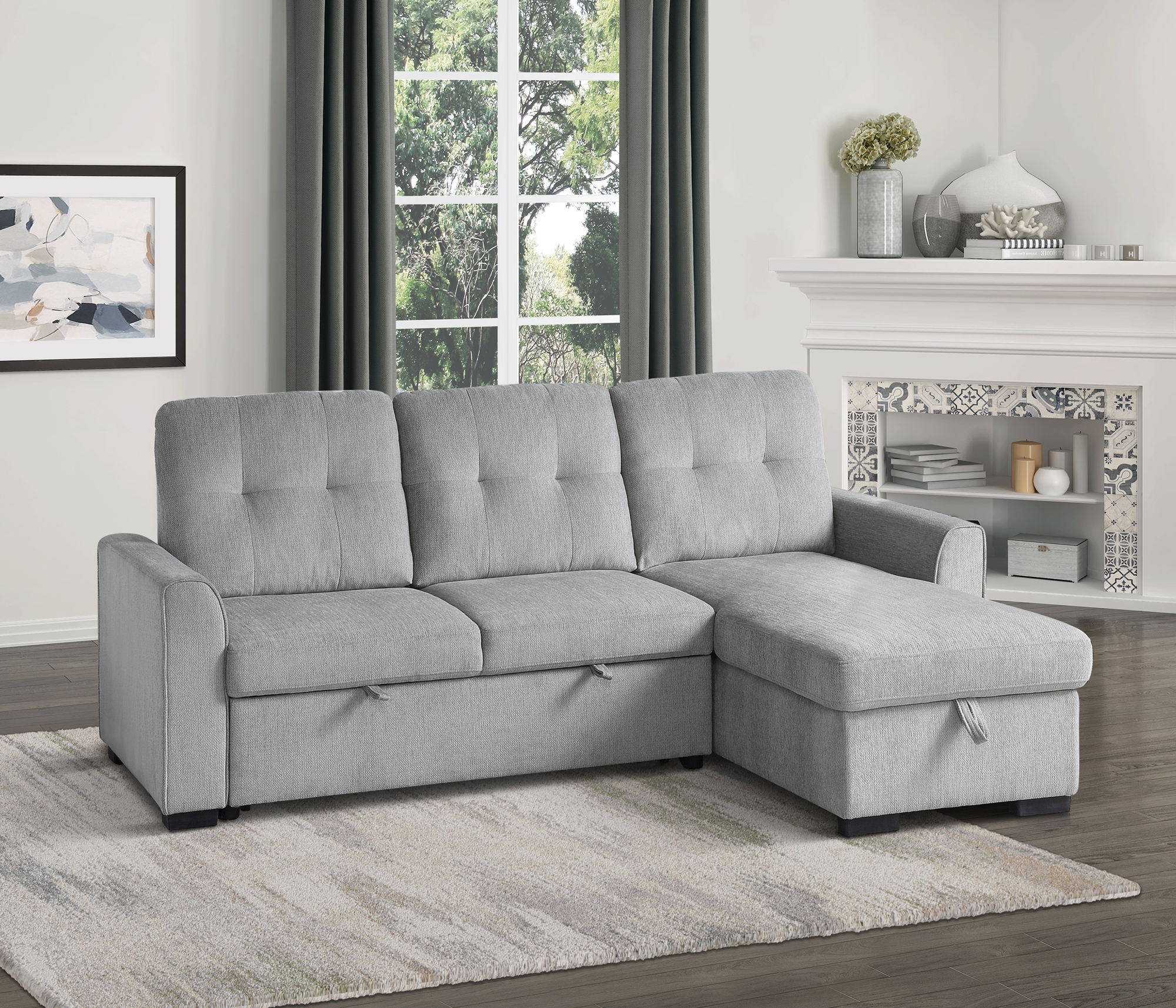Carolina Fabric Reversible Sectional with Storage