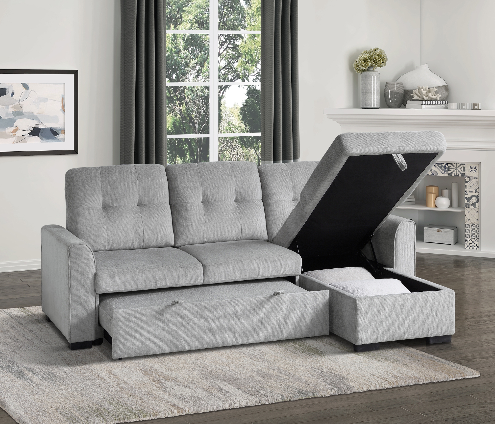 Carolina Fabric Reversible Sectional with Storage