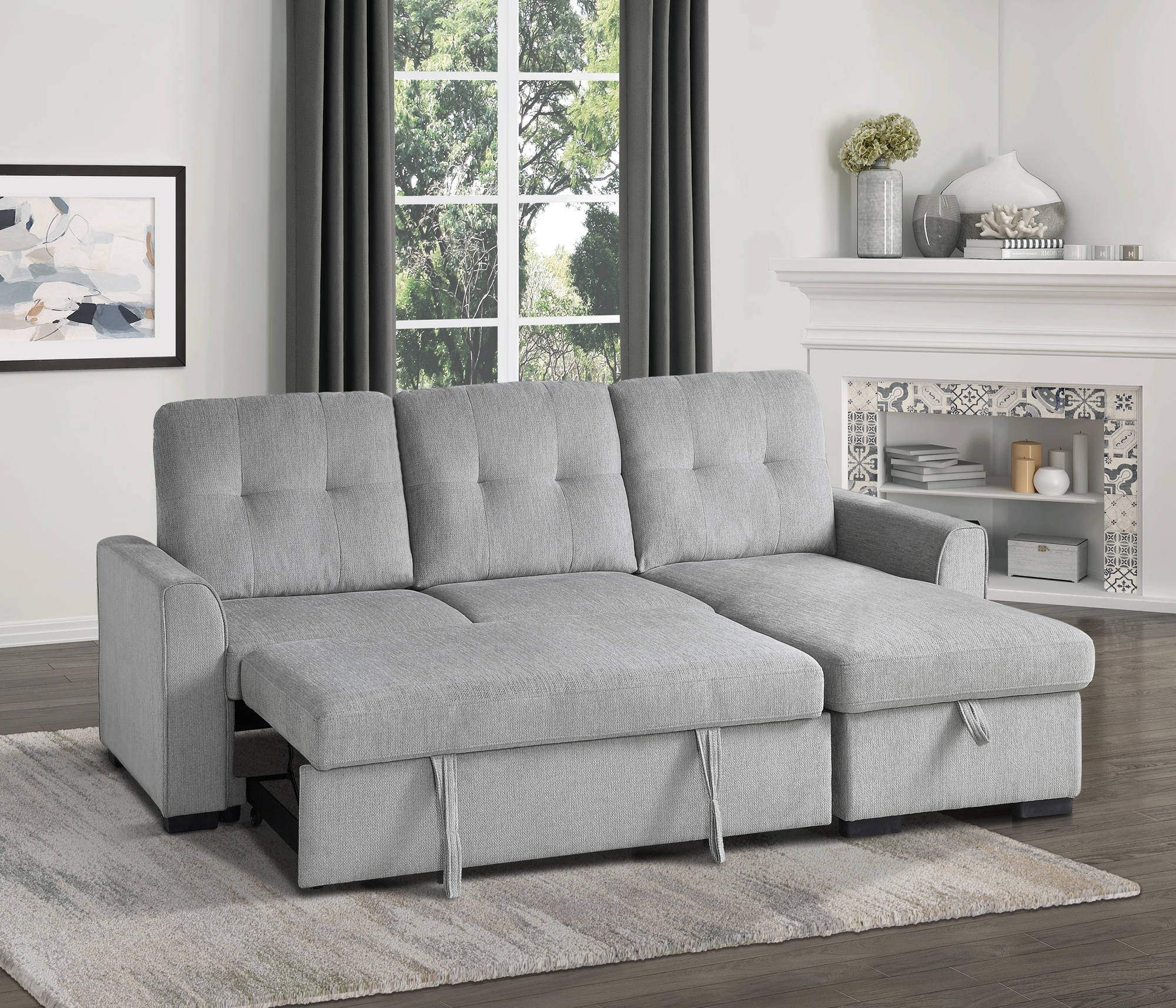 Carolina Fabric Reversible Sectional with Storage
