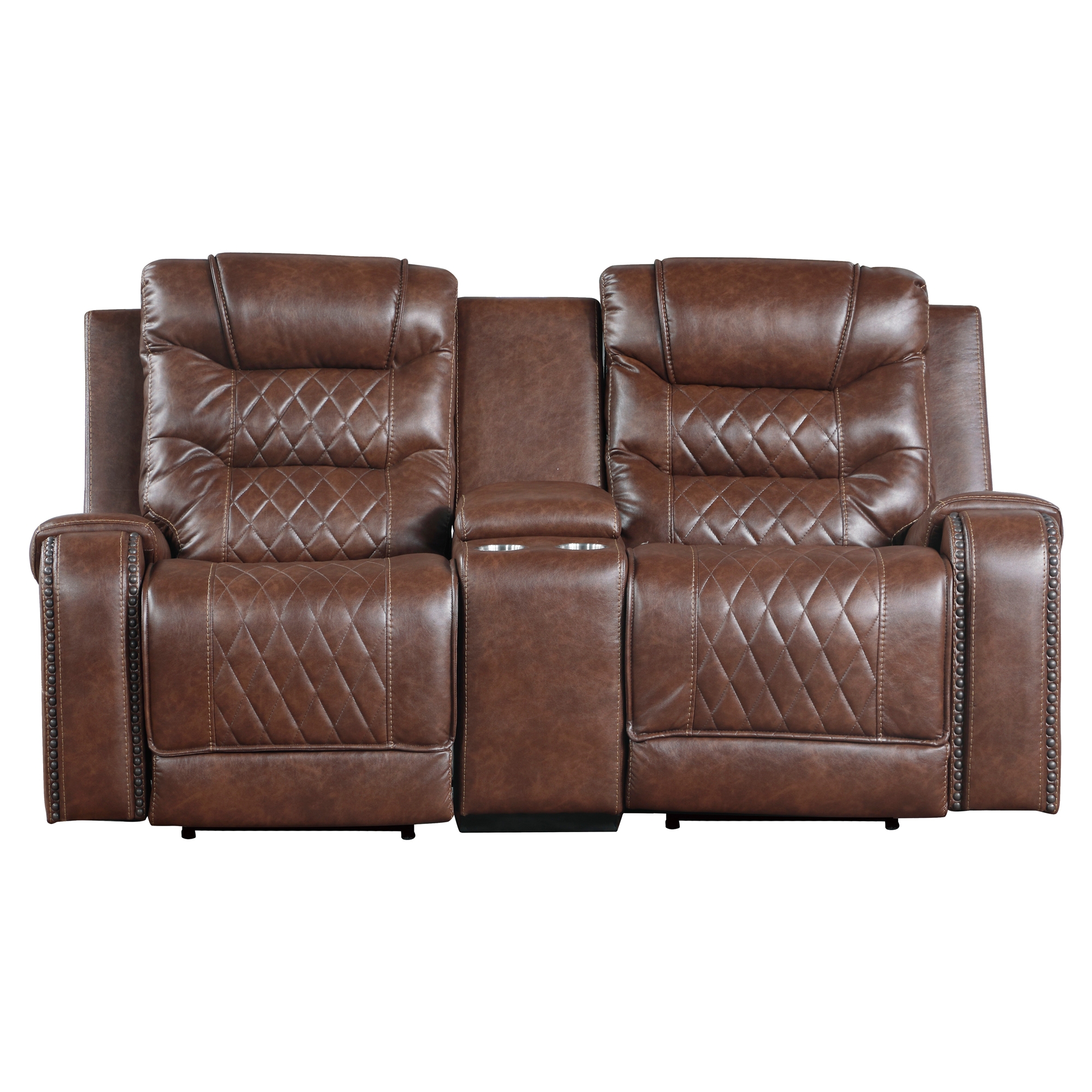 Putnam Power Double Reclining PU Loveseat
