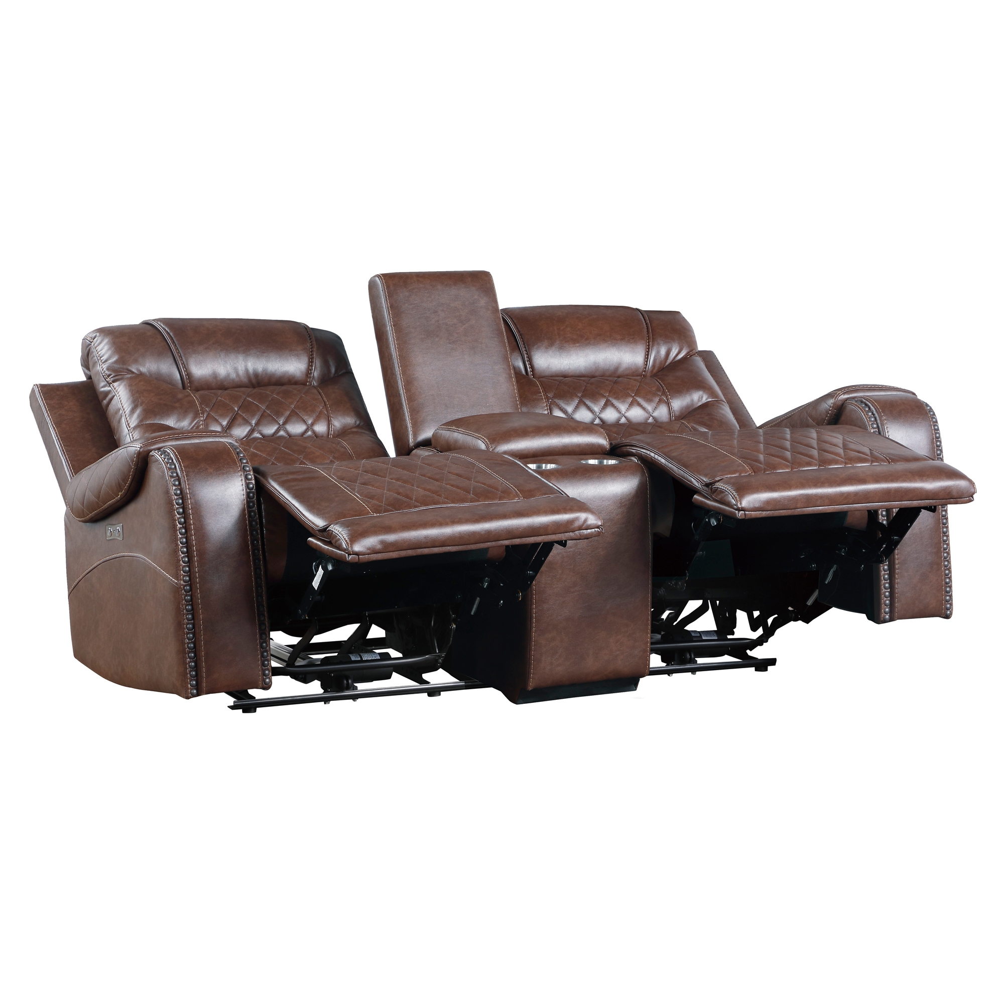 Putnam Power Double Reclining PU Loveseat