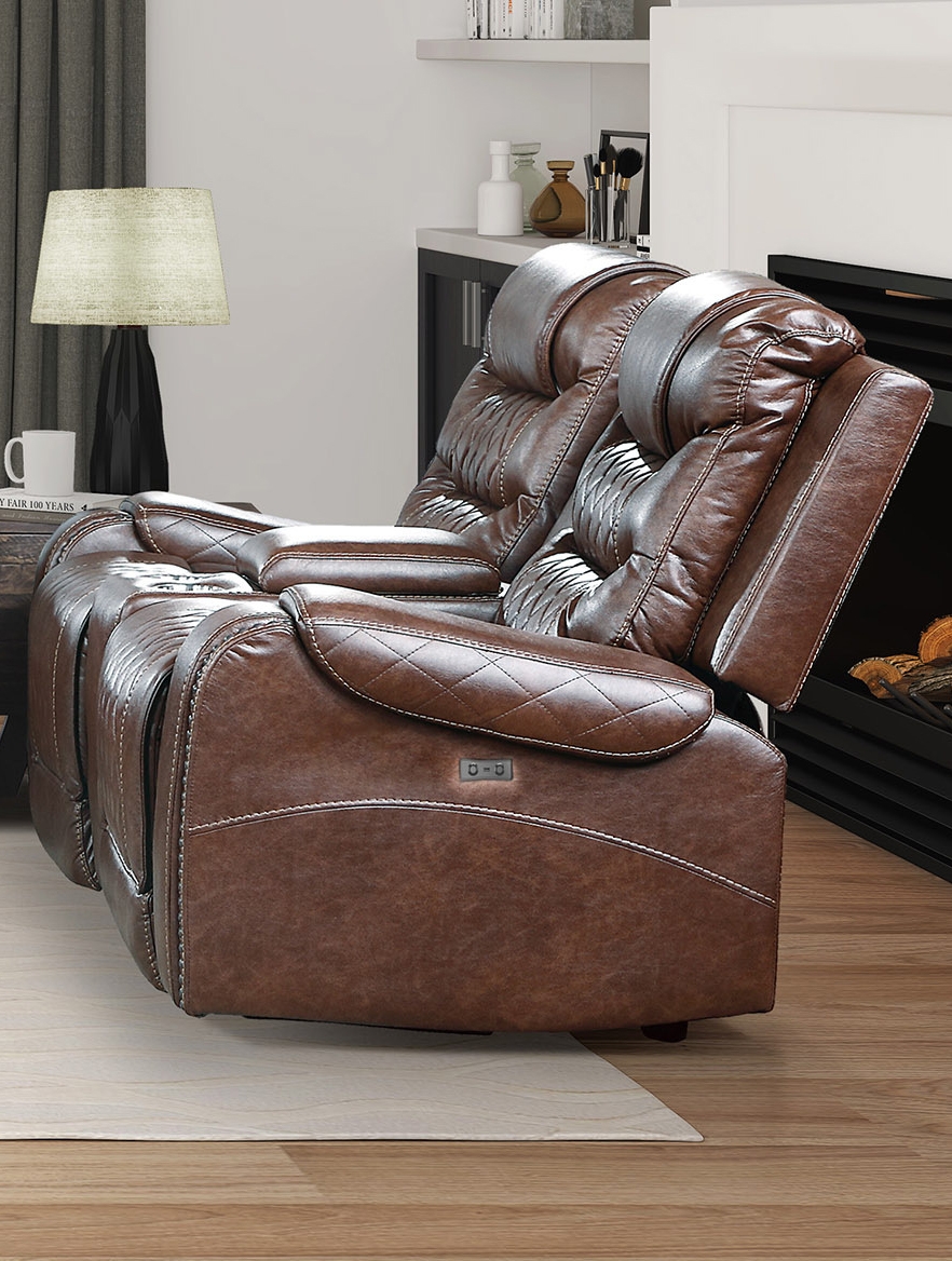 Putnam Power Double Reclining PU Loveseat